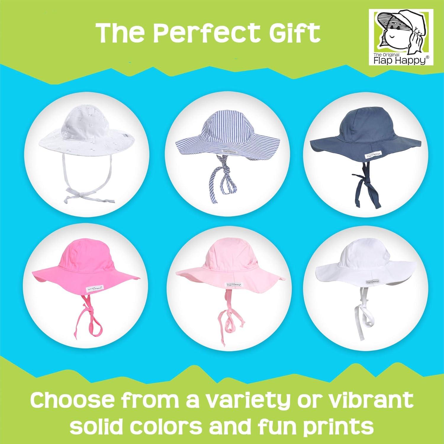Sombrero Floppy Flap Happy UPF 50+ para Niñas - Grande Blanco