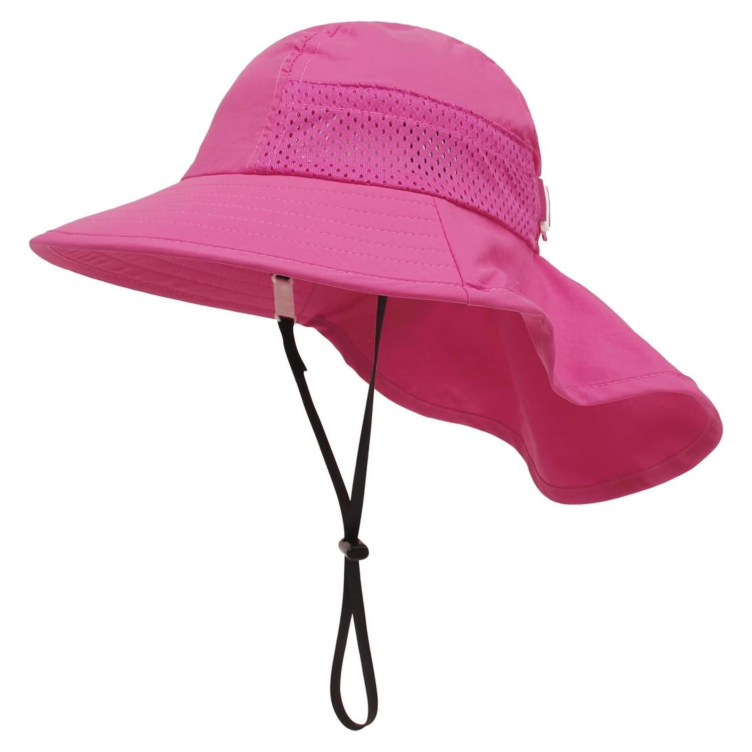 Sombrero de Playa Niños UV Ajustable Rojo Rosa 2-6 Años