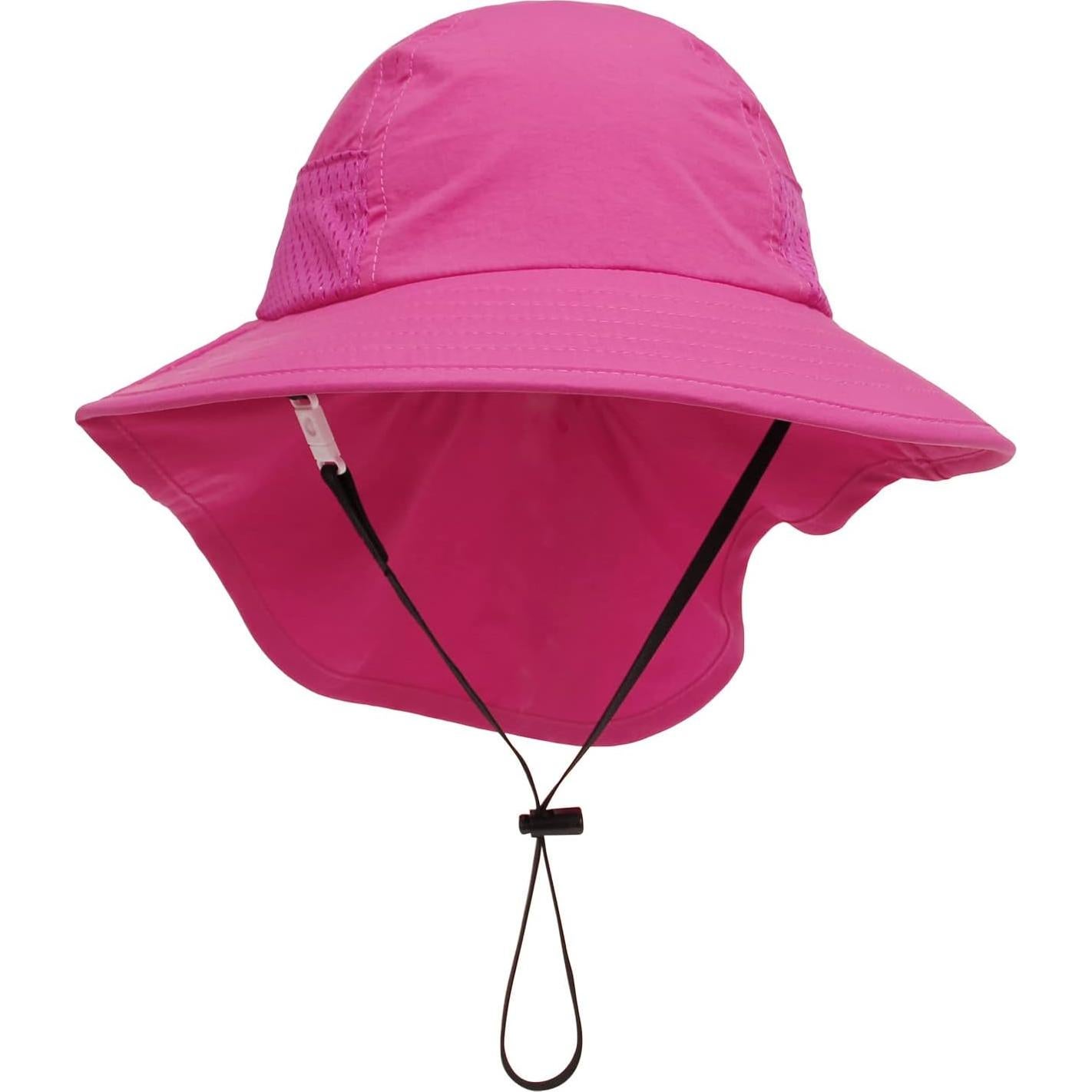 Sombrero de Playa Niños UV Ajustable Rojo Rosa 2-6 Años
