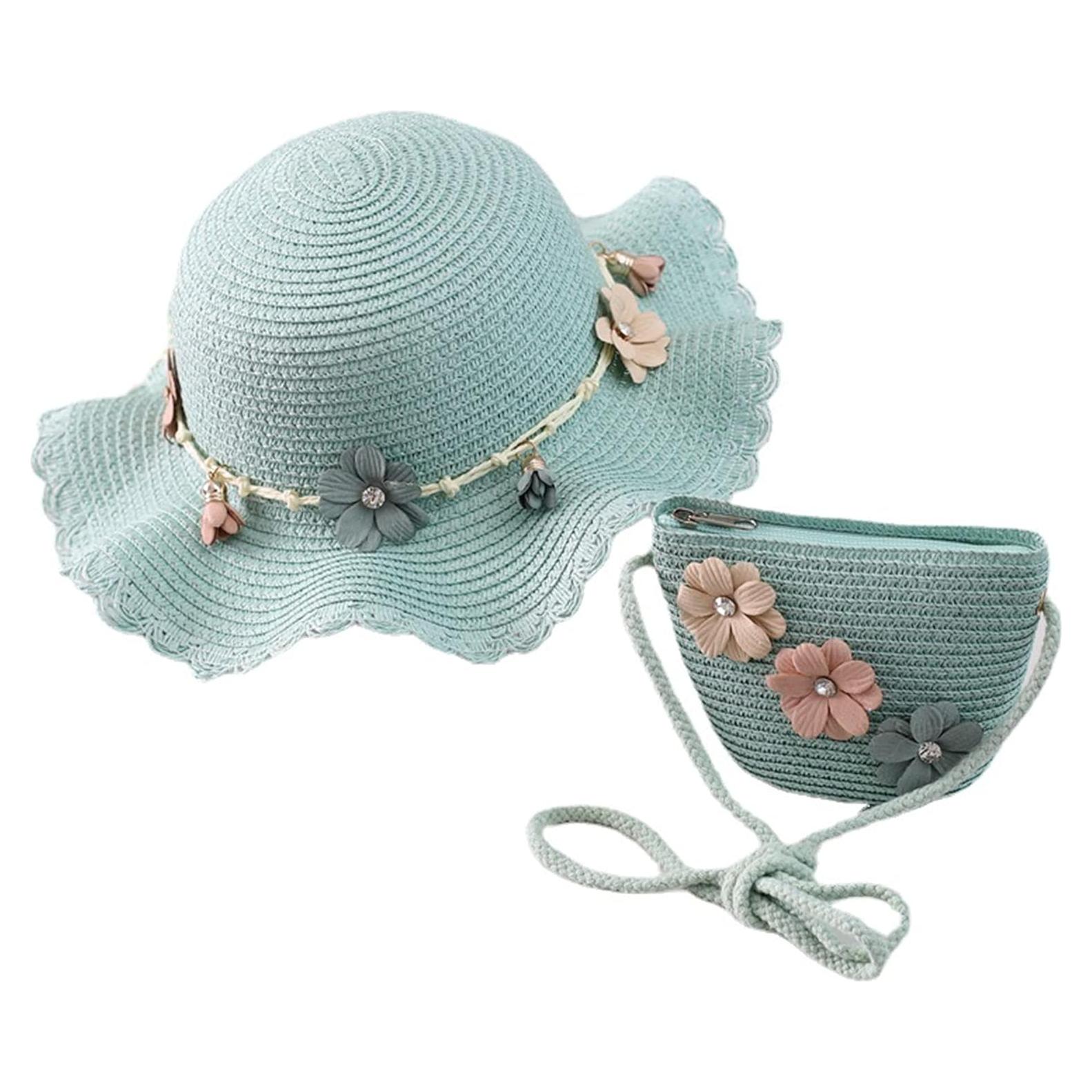 Sombrero de ala ancha para niñas M1 con bolsa de paja