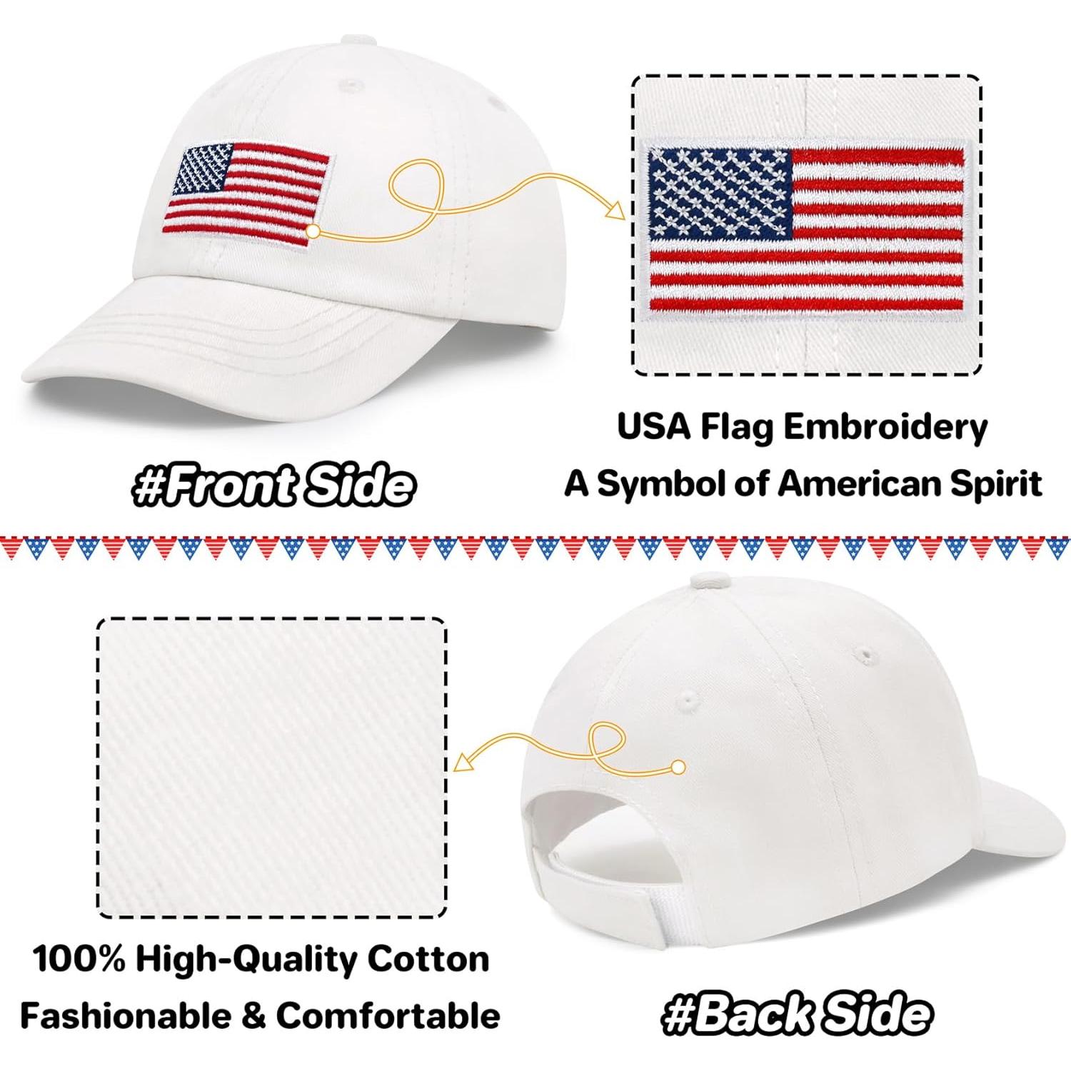 Gorra de Béisbol para Niños Qikqik con Bandera Americana