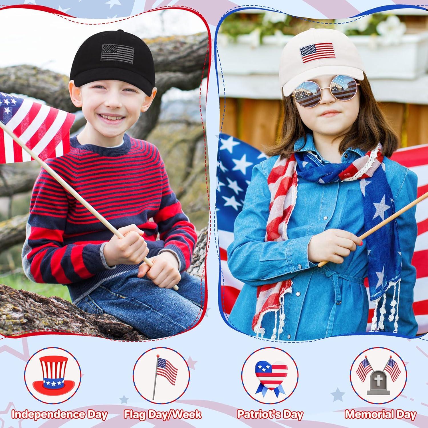 Gorra de Béisbol para Niños Qikqik con Bandera Americana