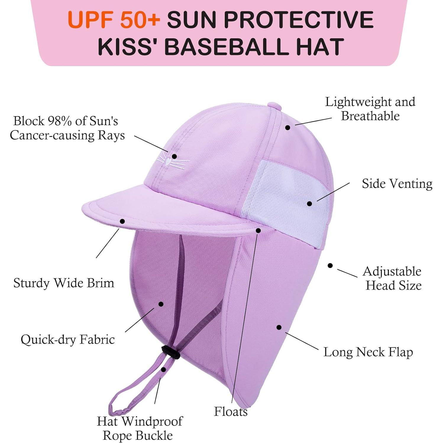 Sombrero de Sol Bebé UPF 50+ con Protección Cuello - Gato Bordado