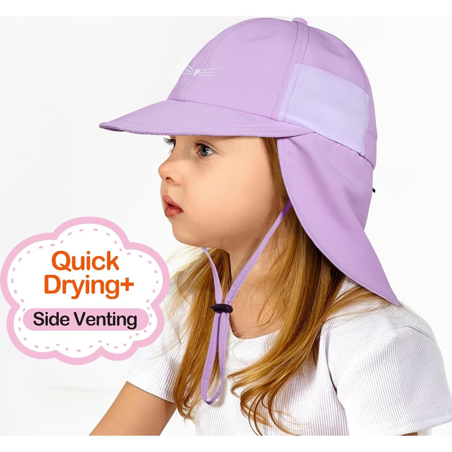 Sombrero de Sol Bebé UPF 50+ con Protección Cuello - Gato Bordado