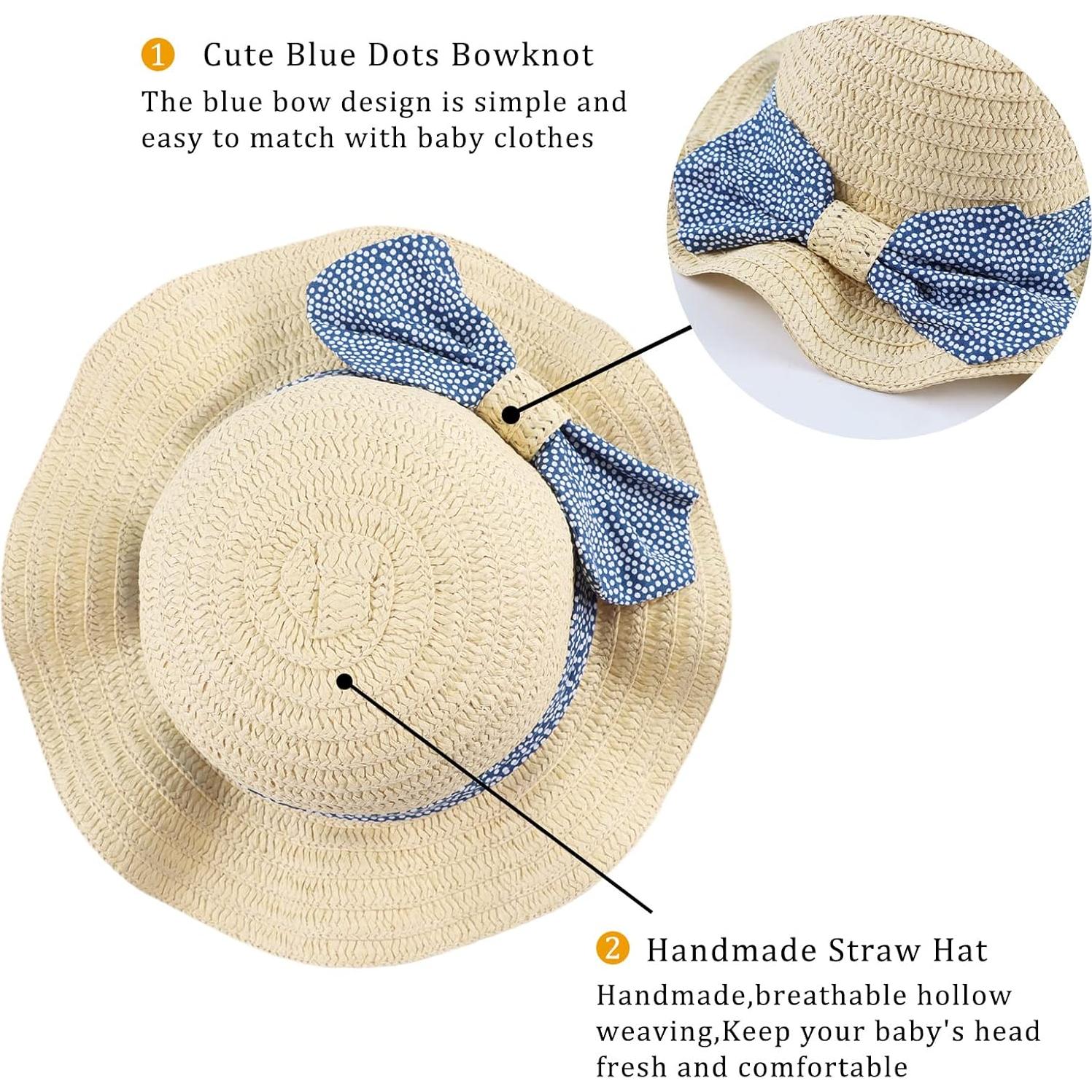Sombrero de Paja para Niña con Lazo Azul - Protección Solar