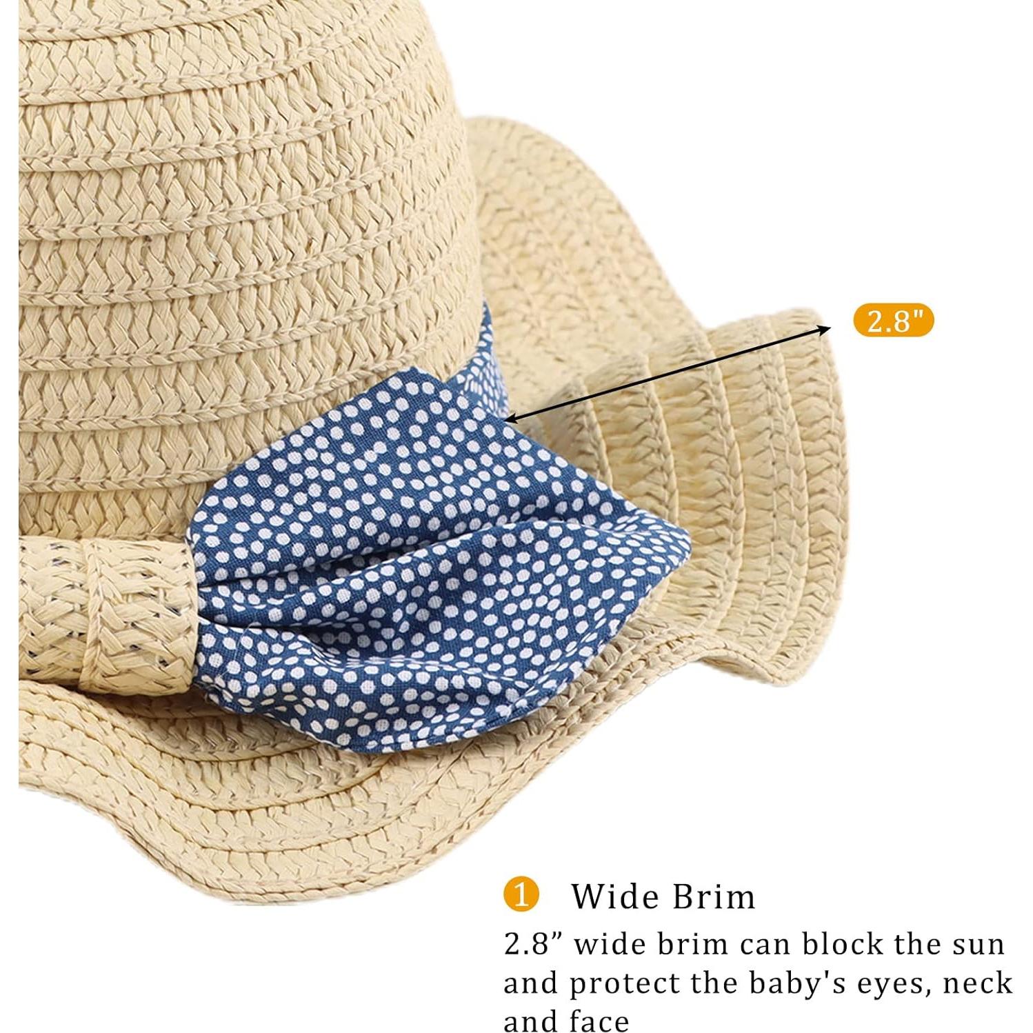 Sombrero de Paja para Niña con Lazo Azul - Protección Solar