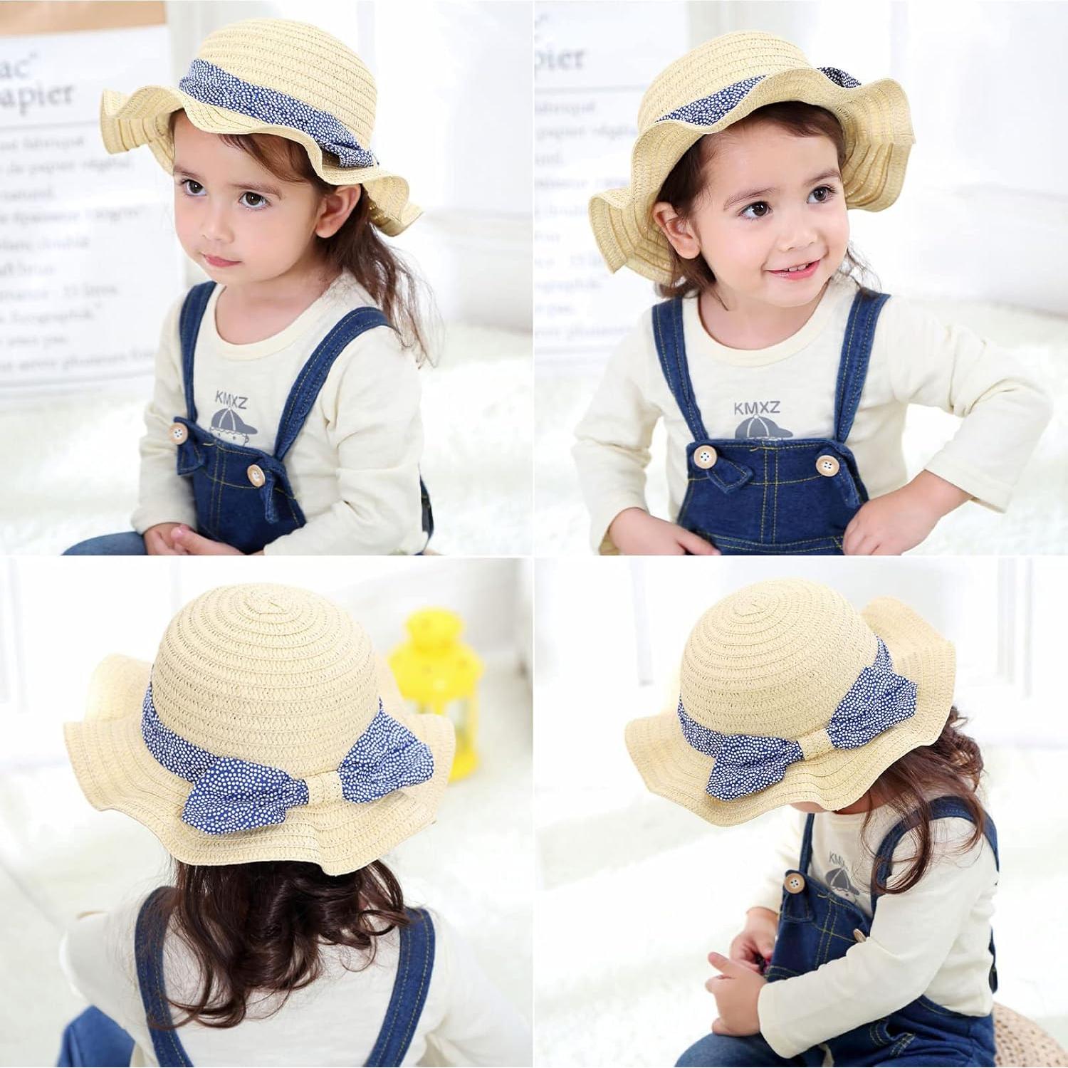 Sombrero de Paja para Niña con Lazo Azul - Protección Solar