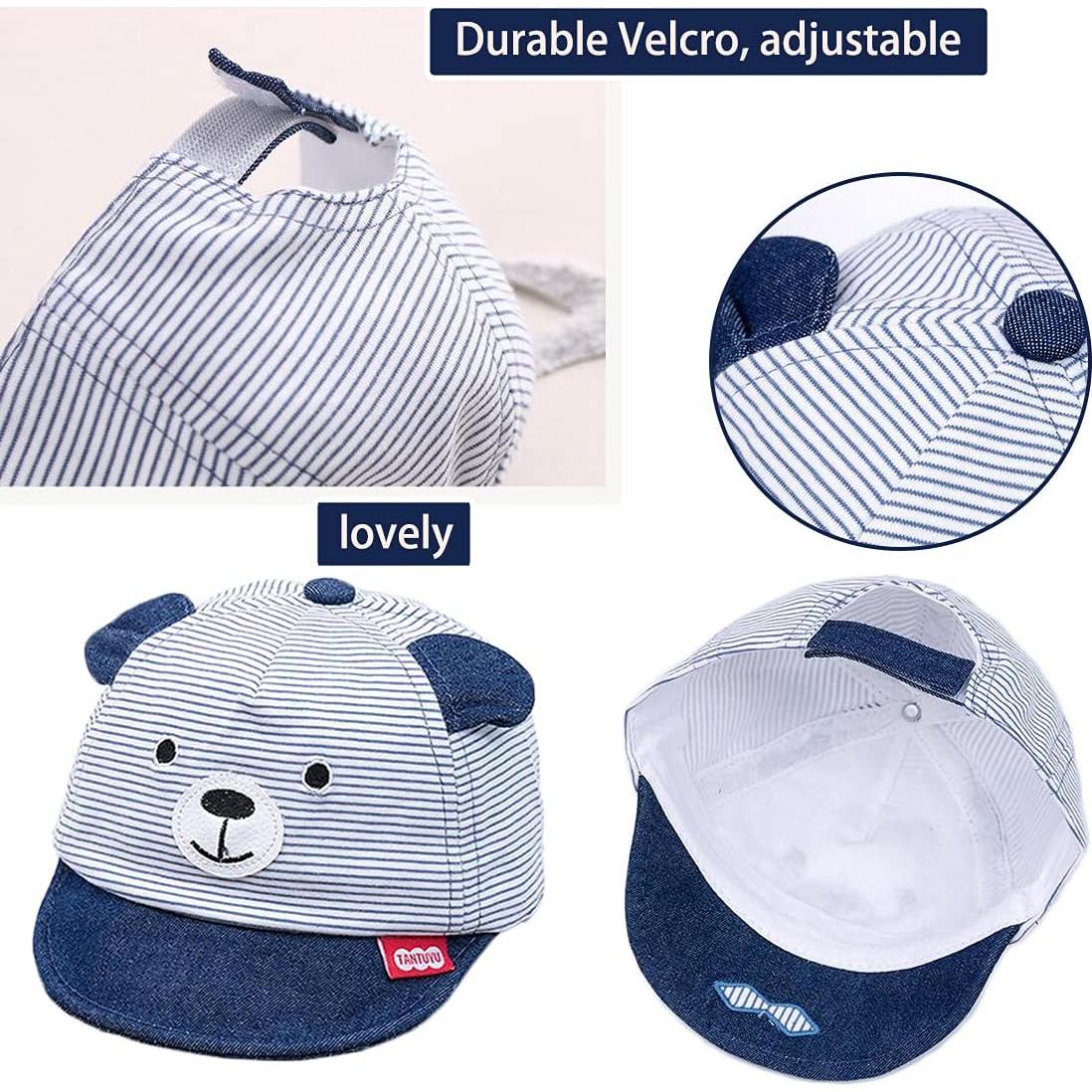 Sombrero de Sol para Bebé Algodón Ajustable Gris Marino 3-12 Meses