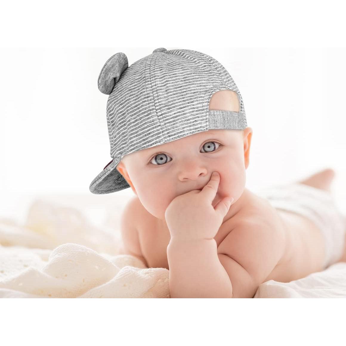 Sombrero de Sol para Bebé Algodón Ajustable Gris Marino 3-12 Meses
