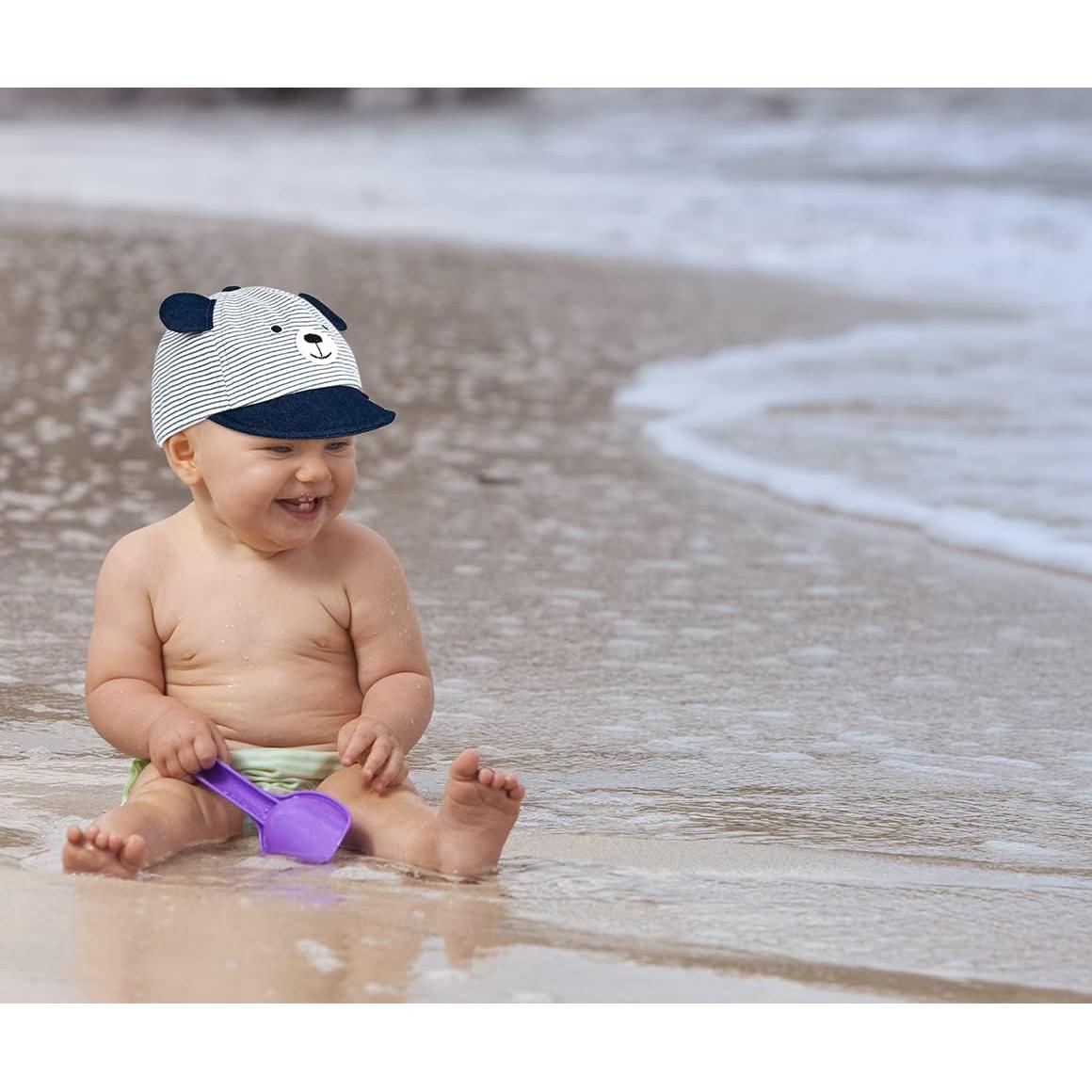 Sombrero de Sol para Bebé Algodón Ajustable Gris Marino 3-12 Meses