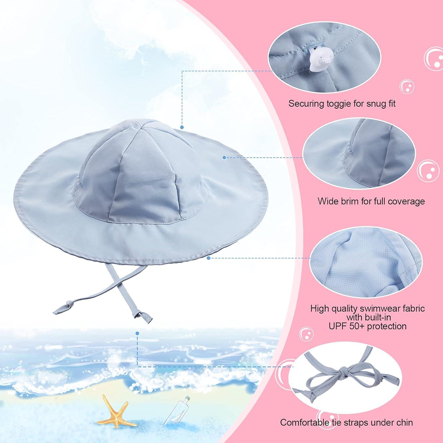 Geyoga 3 Sombreros de Sol para Bebé Ajustables 0-12 Meses