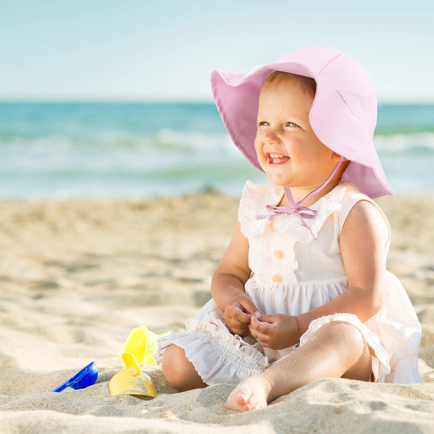 Geyoga 3 Sombreros de Sol para Bebé Ajustables 0-12 Meses