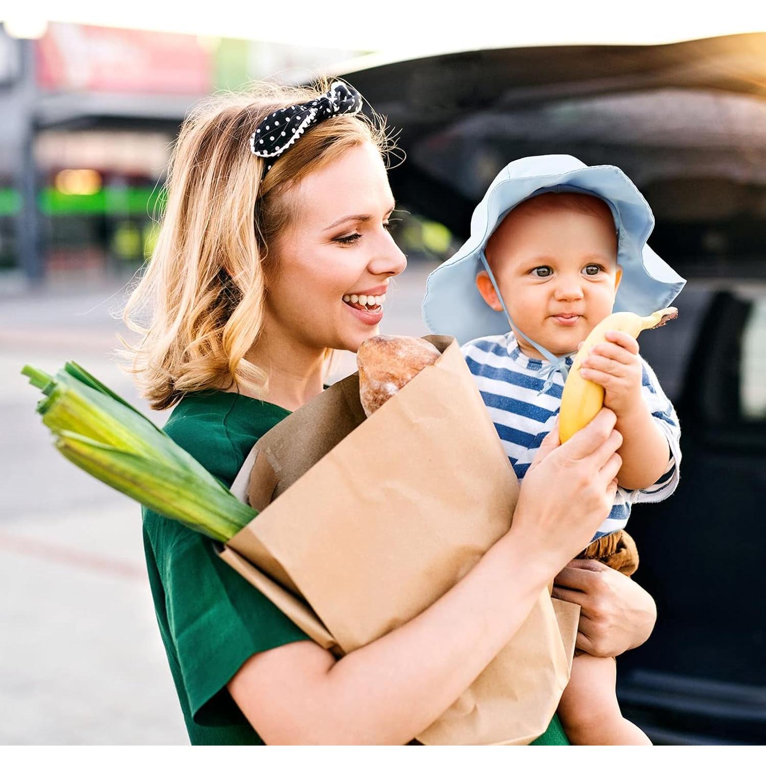Geyoga 3 Sombreros de Sol para Bebé Ajustables 0-12 Meses