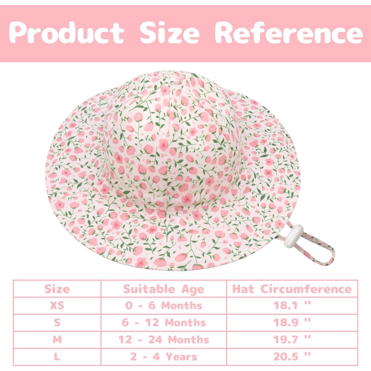 Sombrero de Sol Infantil Olreco UPF 50+ Rosa Floral 0-6 Meses