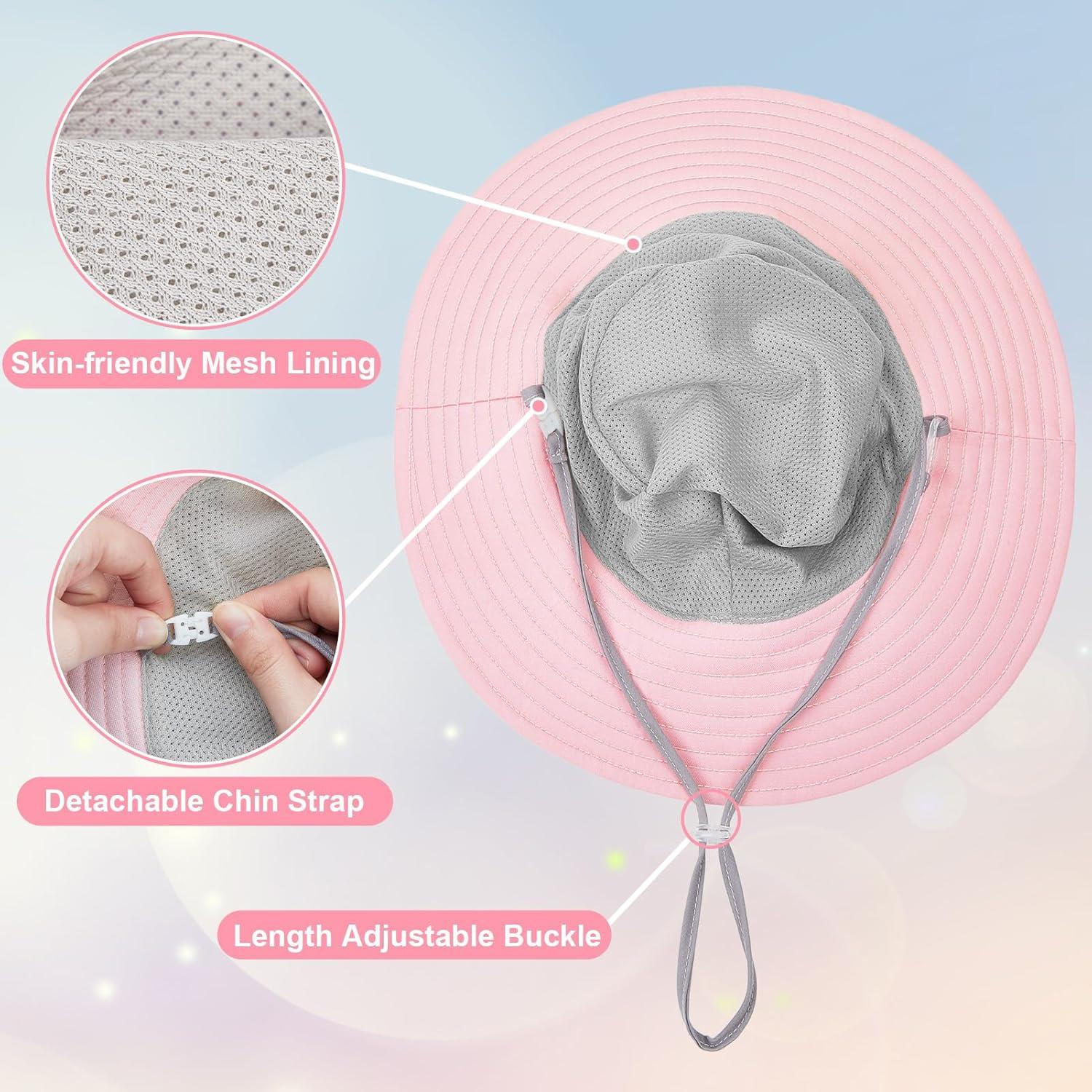 Sombrero de Sol para Bebé ICOSY Plegable UV 50+ Rosa 3-24 Meses