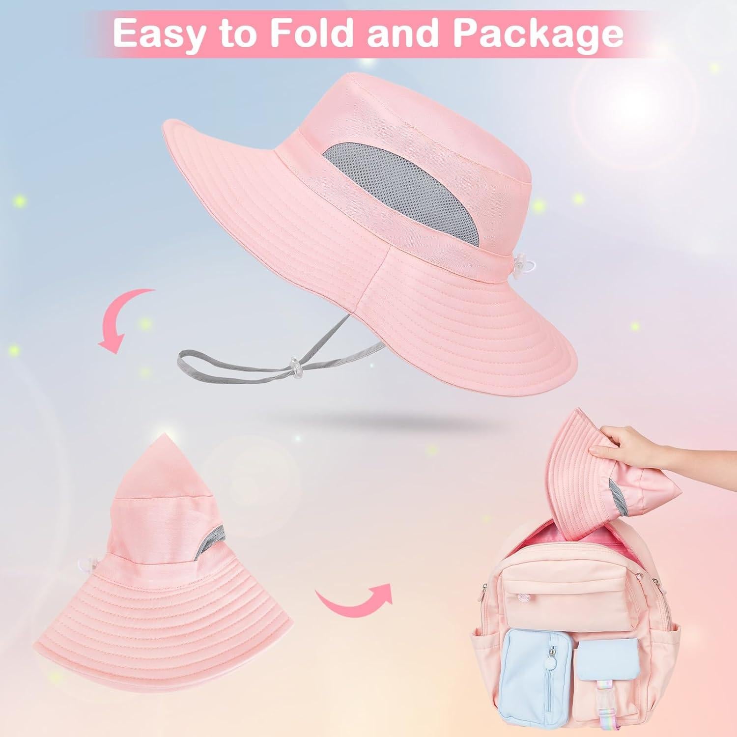 Sombrero de Sol para Bebé ICOSY Plegable UV 50+ Rosa 3-24 Meses