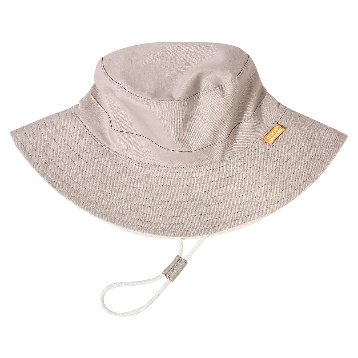 Sombrero de Sol Infantil Ajustable Algodón 2-4 Años Caqui