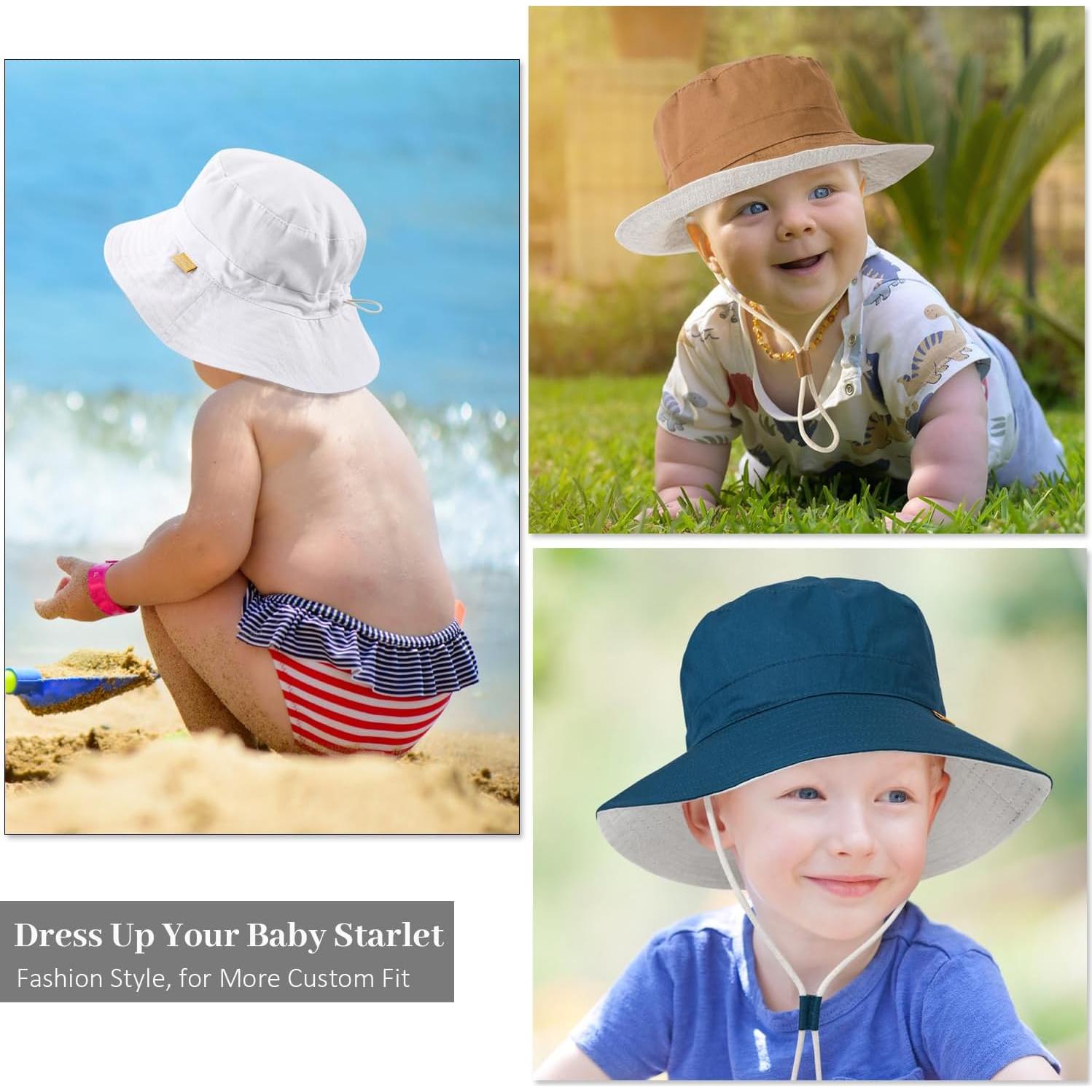 Sombrero de Sol Infantil Ajustable Algodón 2-4 Años Caqui