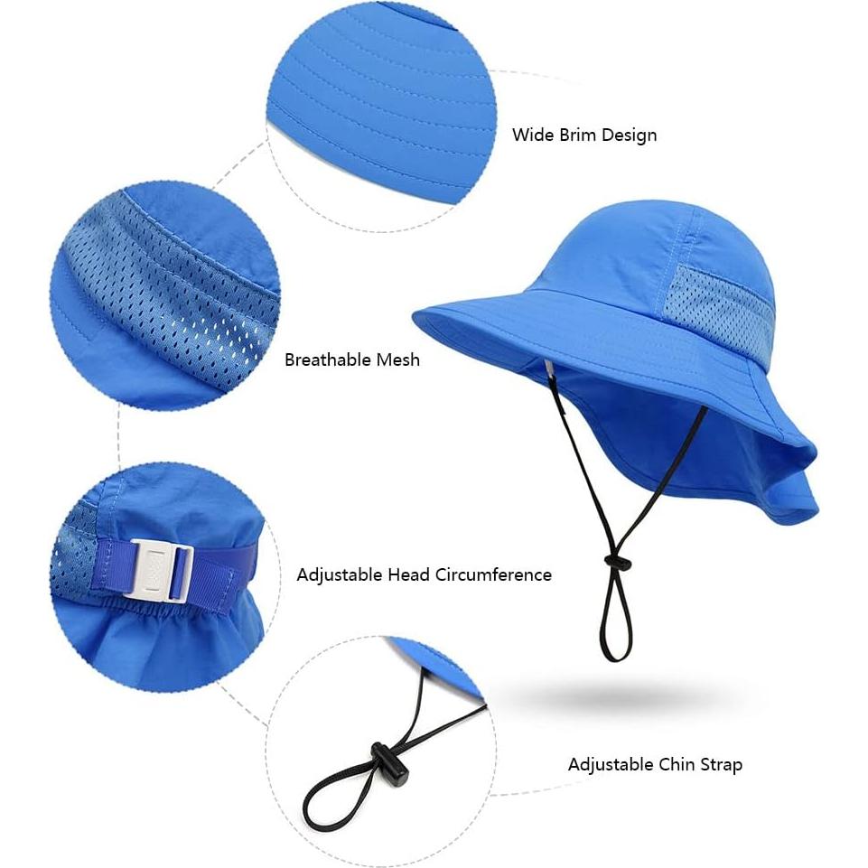 Sombrero de Sol para Bebés Upeilxd UPF 50+ 2 Piezas Azul