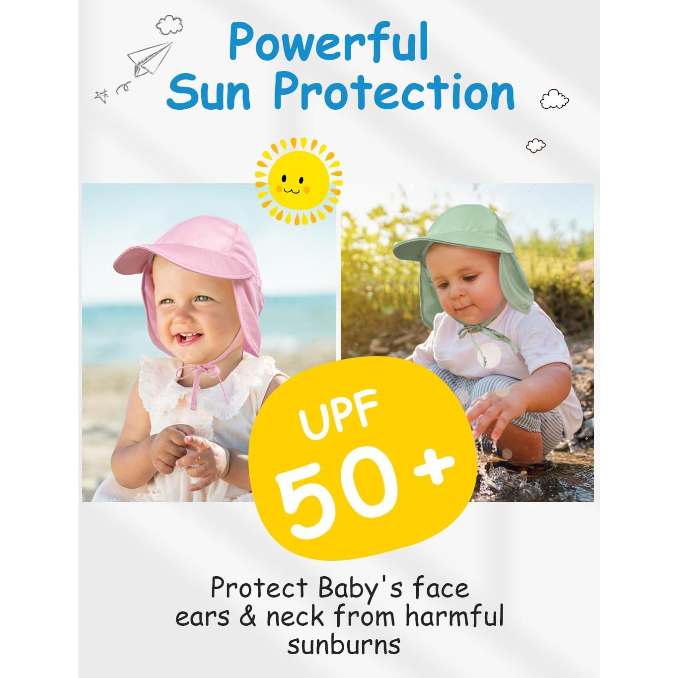 Sombrero de Sol Ajustable Zurlefy para Bebés UPF 50+ Verde