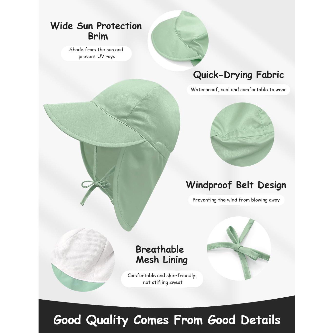 Sombrero de Sol Ajustable Zurlefy para Bebés UPF 50+ Verde