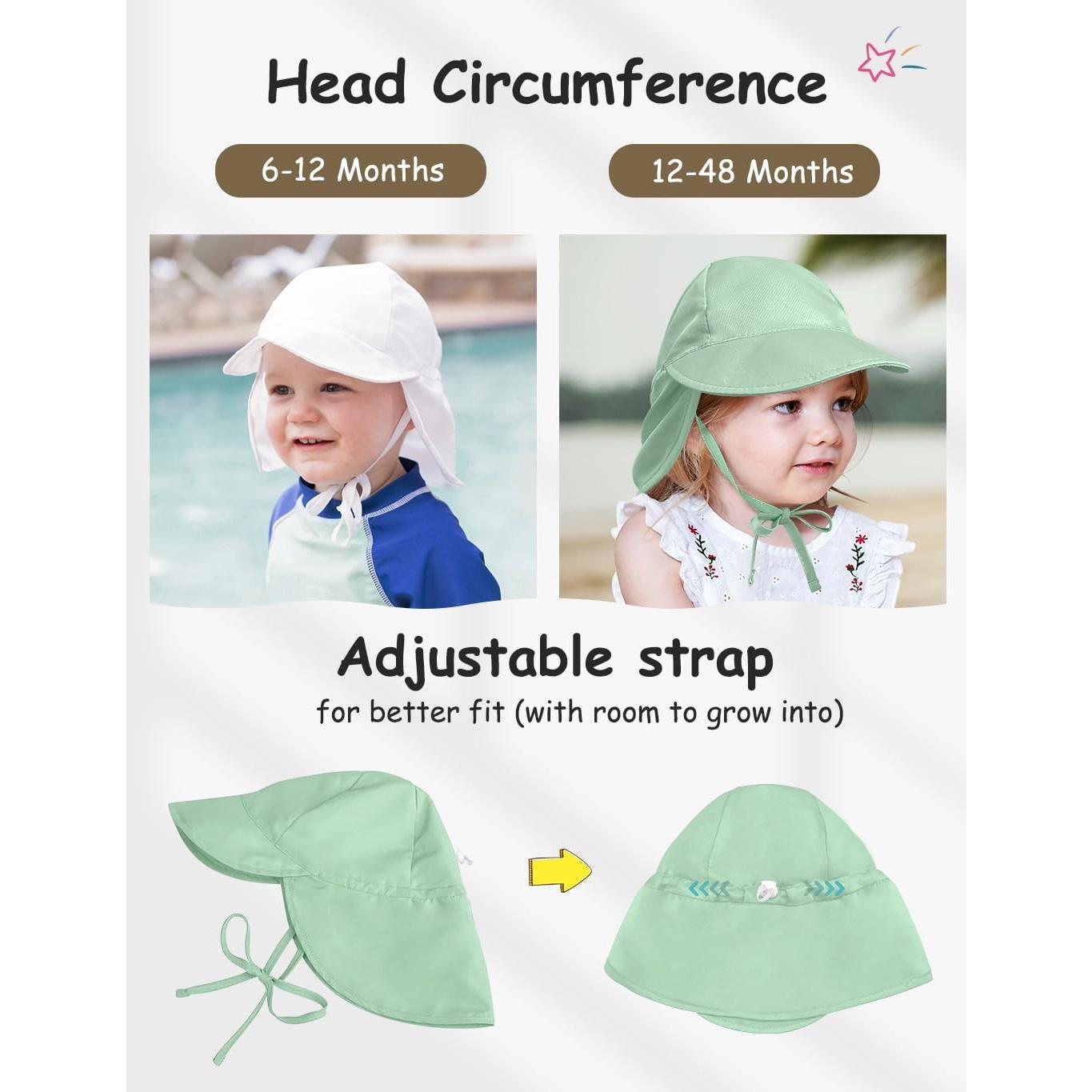 Sombrero de Sol Ajustable Zurlefy para Bebés UPF 50+ Verde