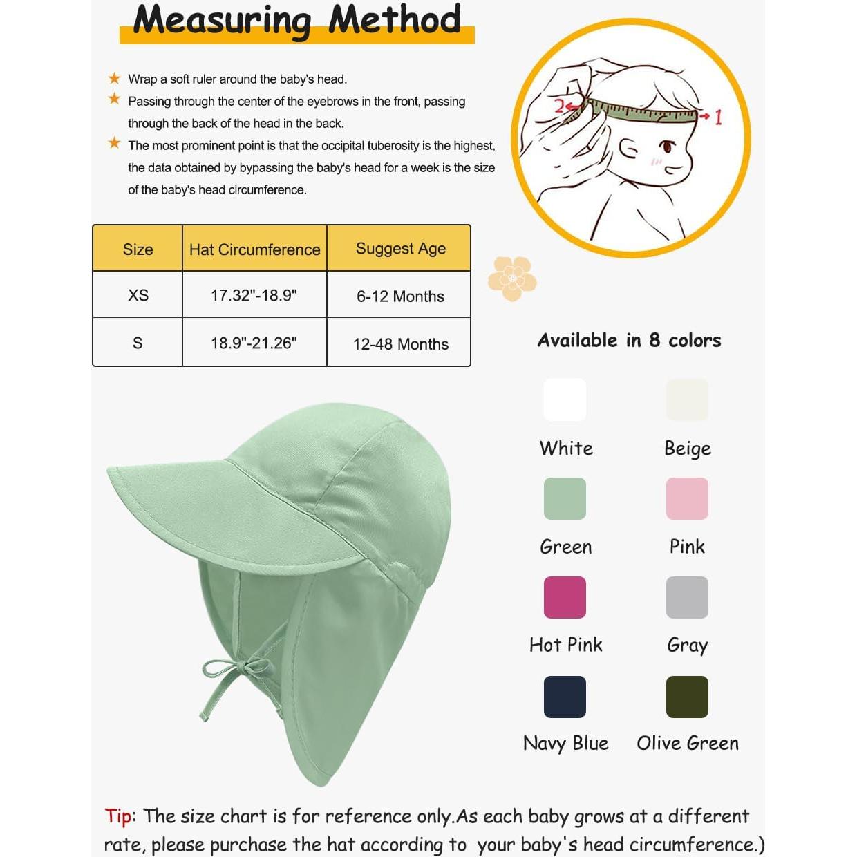Sombrero de Sol Ajustable Zurlefy para Bebés UPF 50+ Verde
