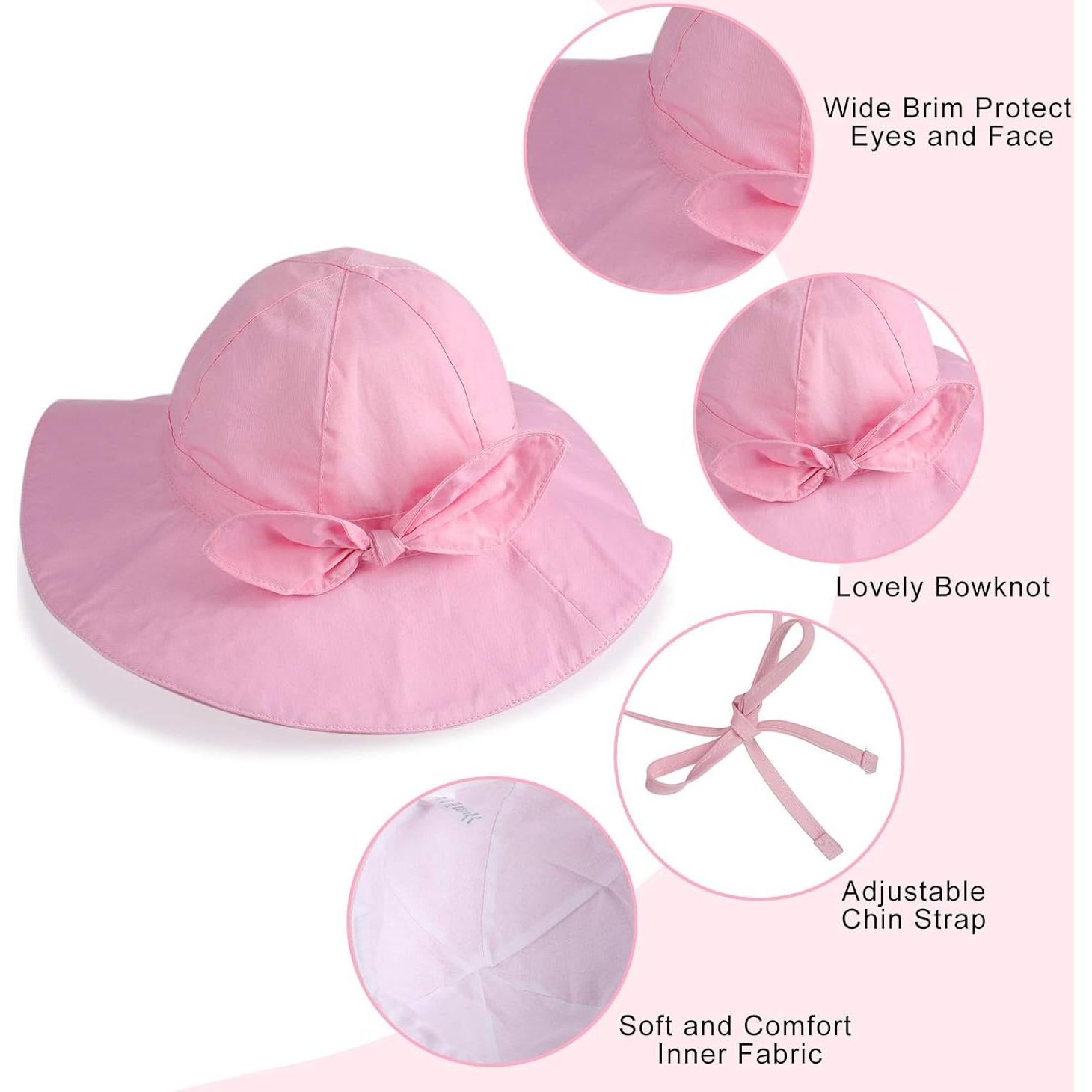 Sombreros de Sol para Niñas Bebés Syhood - 2 Piezas Ajustables