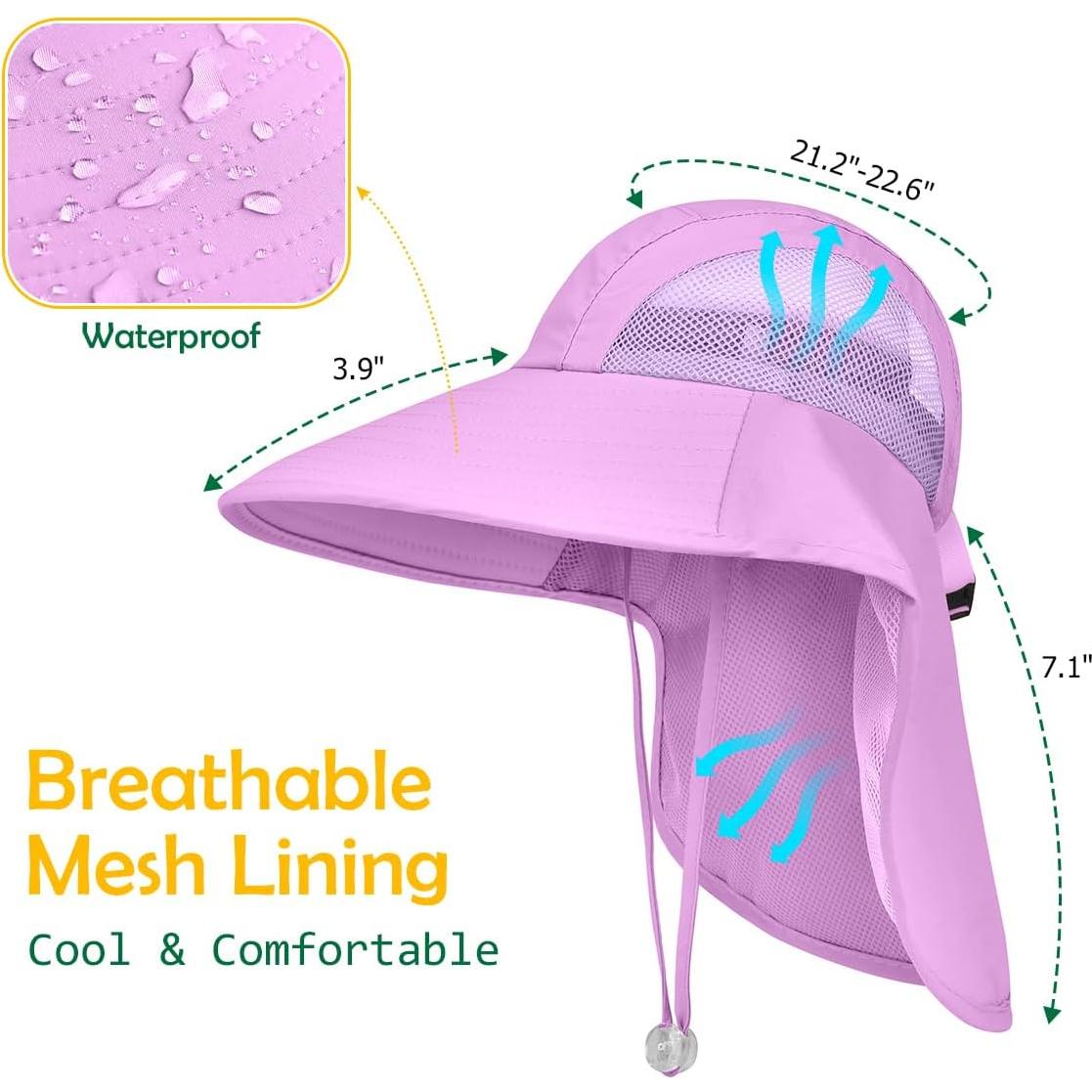 Sombrero de Sol para Niños UPF50+ Púrpura Ajustable 5-14 Años