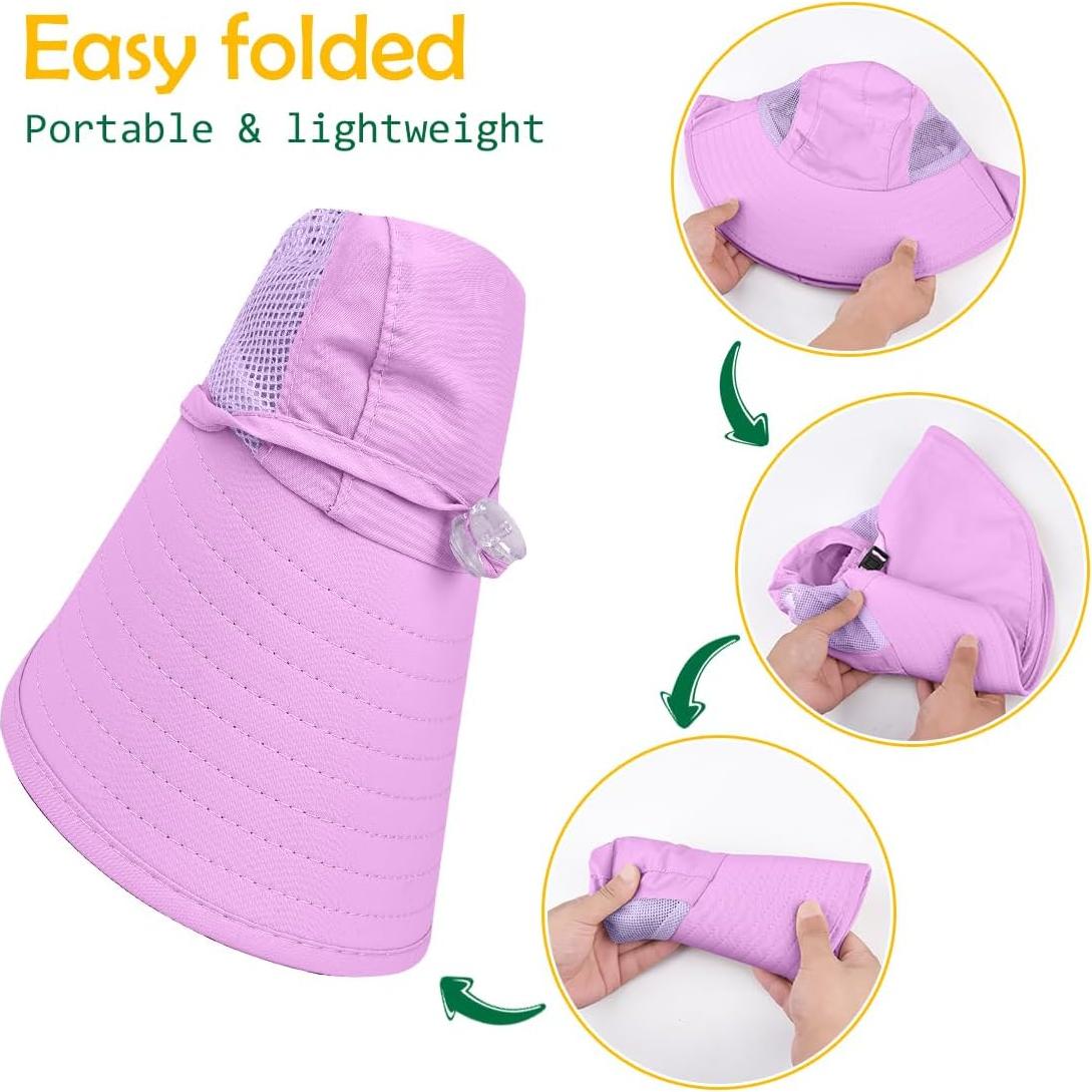 Sombrero de Sol para Niños UPF50+ Púrpura Ajustable 5-14 Años