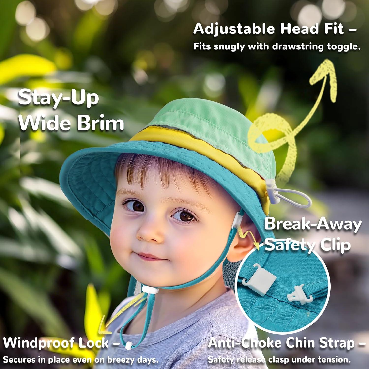 Gorro de Sol Heccei para Bebé UPF 50+ Verde 6-24 Meses