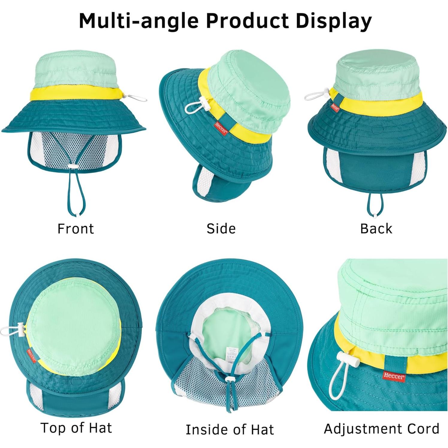 Gorro de Sol Heccei para Bebé UPF 50+ Verde 6-24 Meses