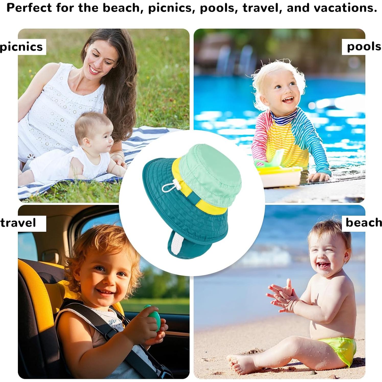 Gorro de Sol Heccei para Bebé UPF 50+ Verde 6-24 Meses