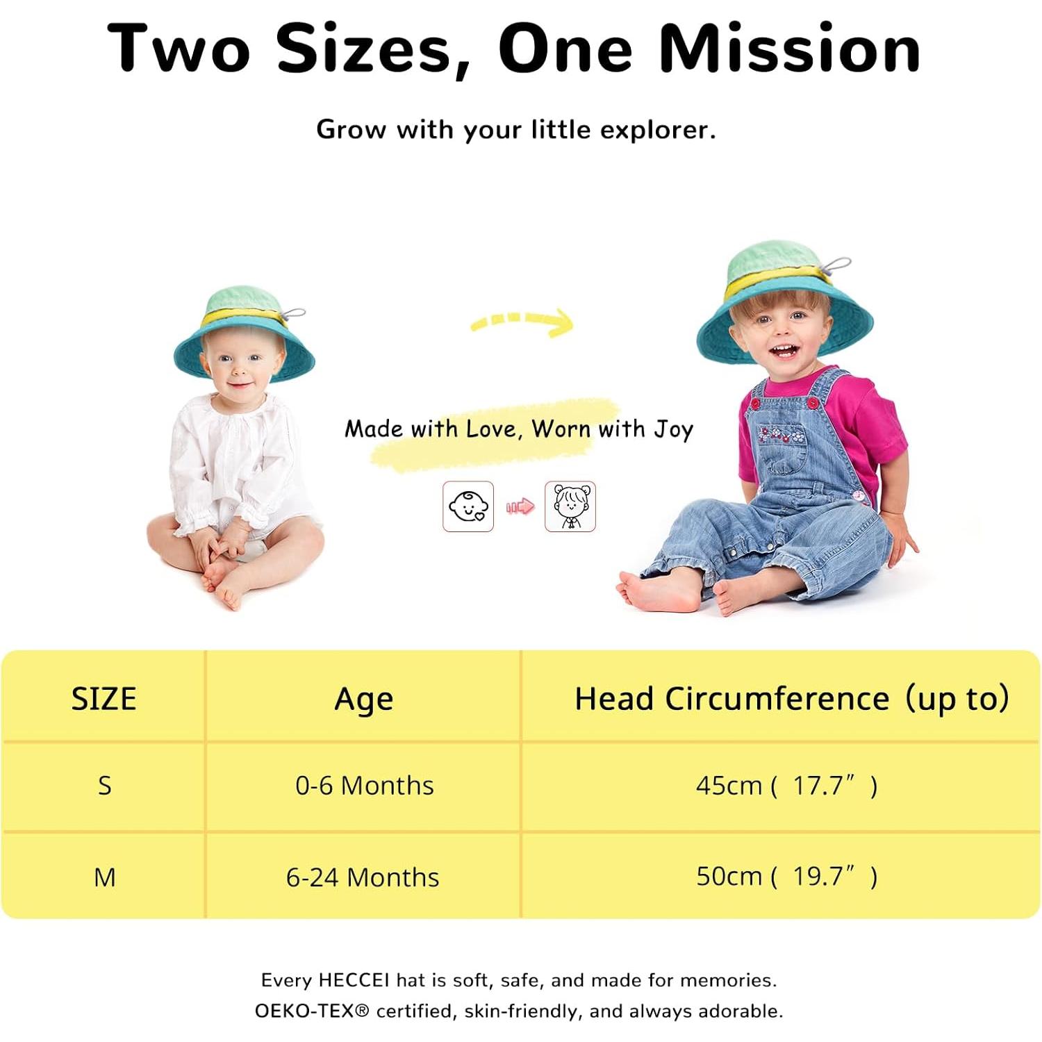 Gorro de Sol Heccei para Bebé UPF 50+ Verde 6-24 Meses