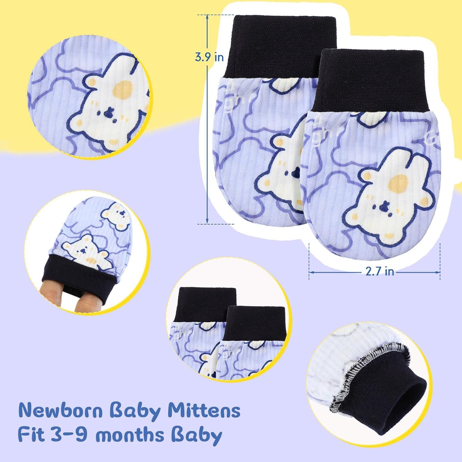 6 Pares Mitones Antirrasguños Bebés Geyoga Algodón 10x7 cm