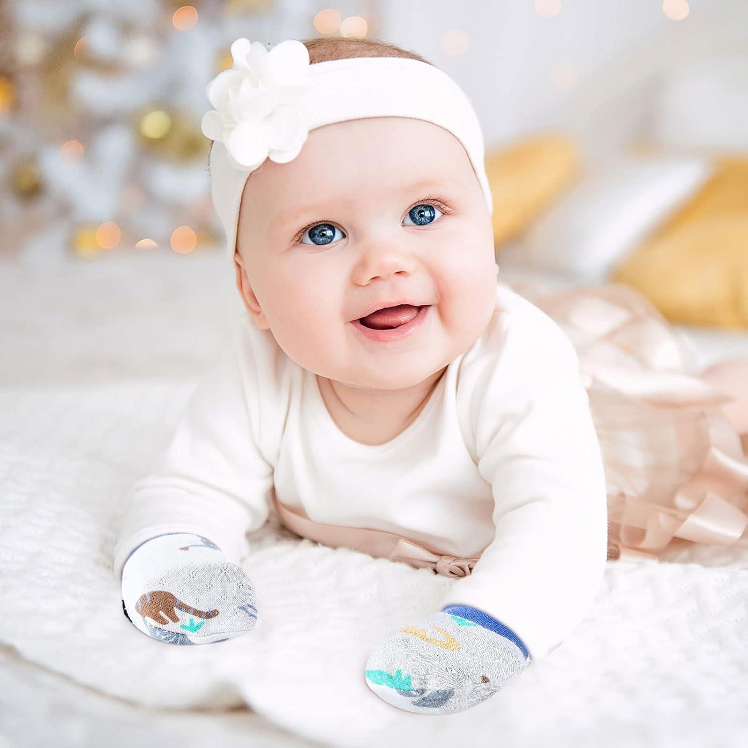 6 Pares Mitones Antirrasguños Bebés Geyoga Algodón 10x7 cm