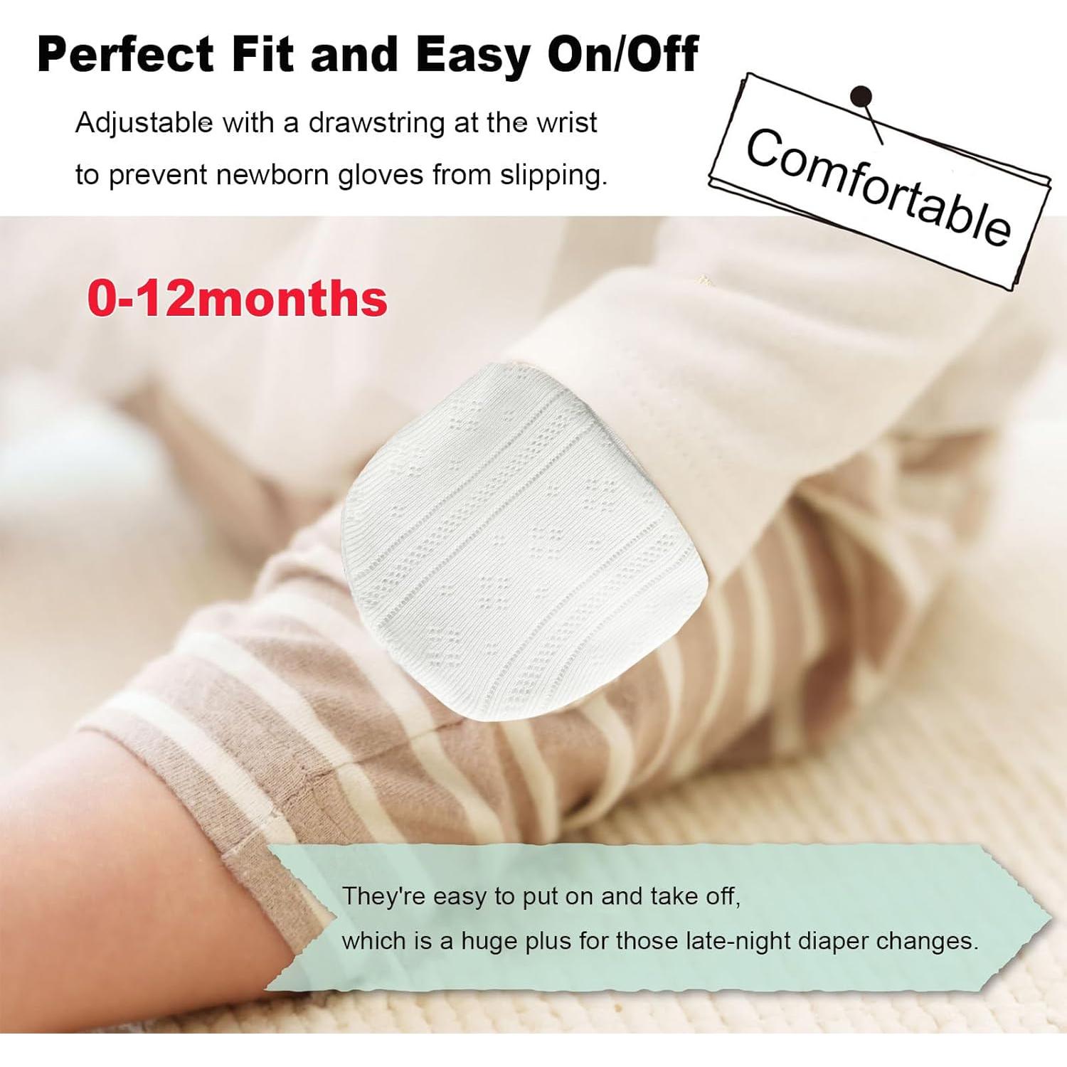 Manoplas para Bebés No Scratch 100% Algodón 0-12 meses 5 Pzas