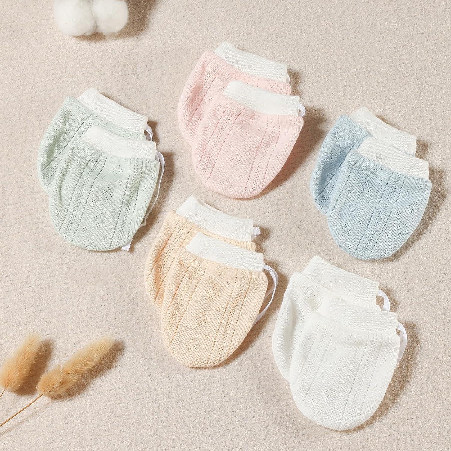 Manoplas para Bebés No Scratch 100% Algodón 0-12 meses 5 Pzas