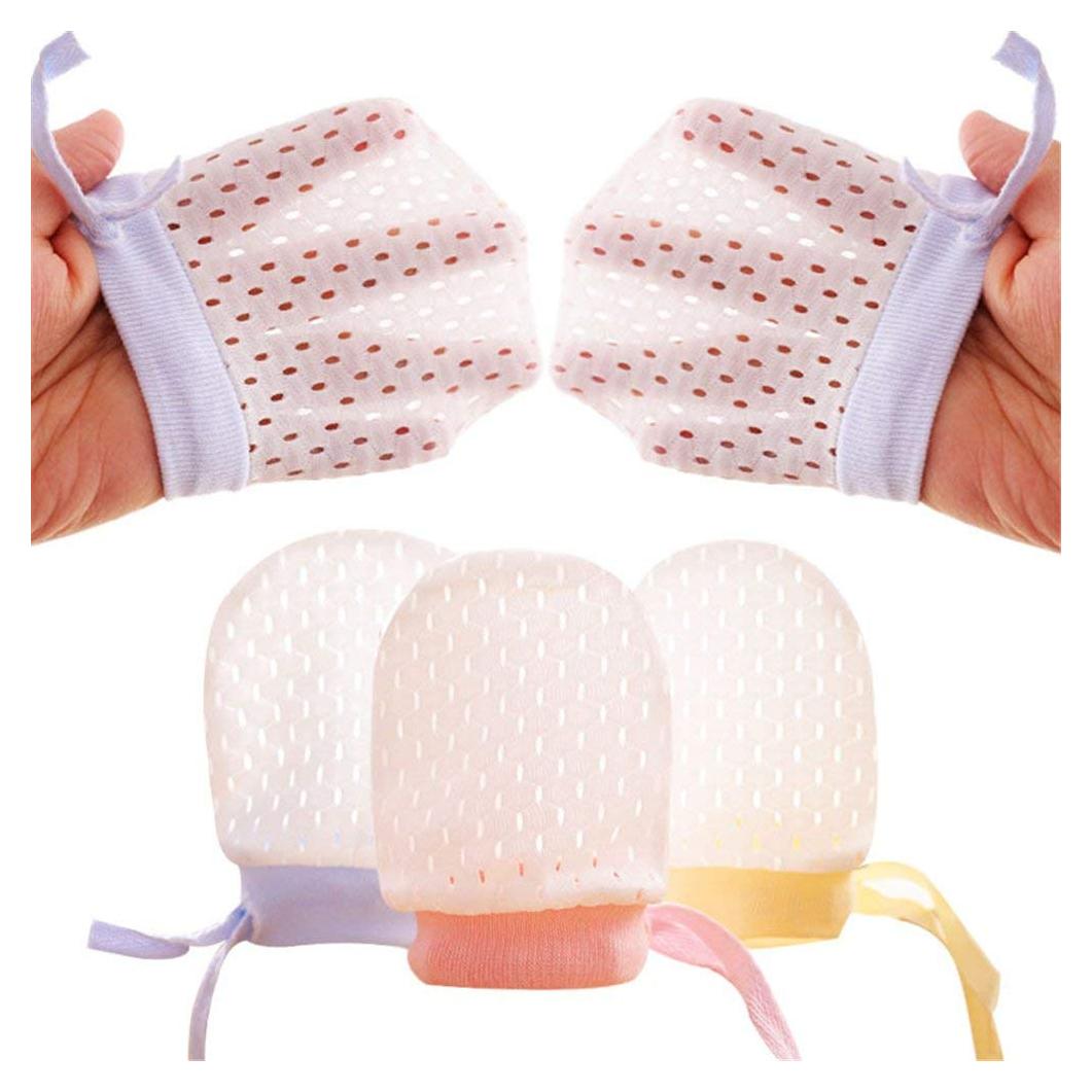Paquete de 6 Guantes de Malla de Algodón para Bebé Unisex 0-6 Meses