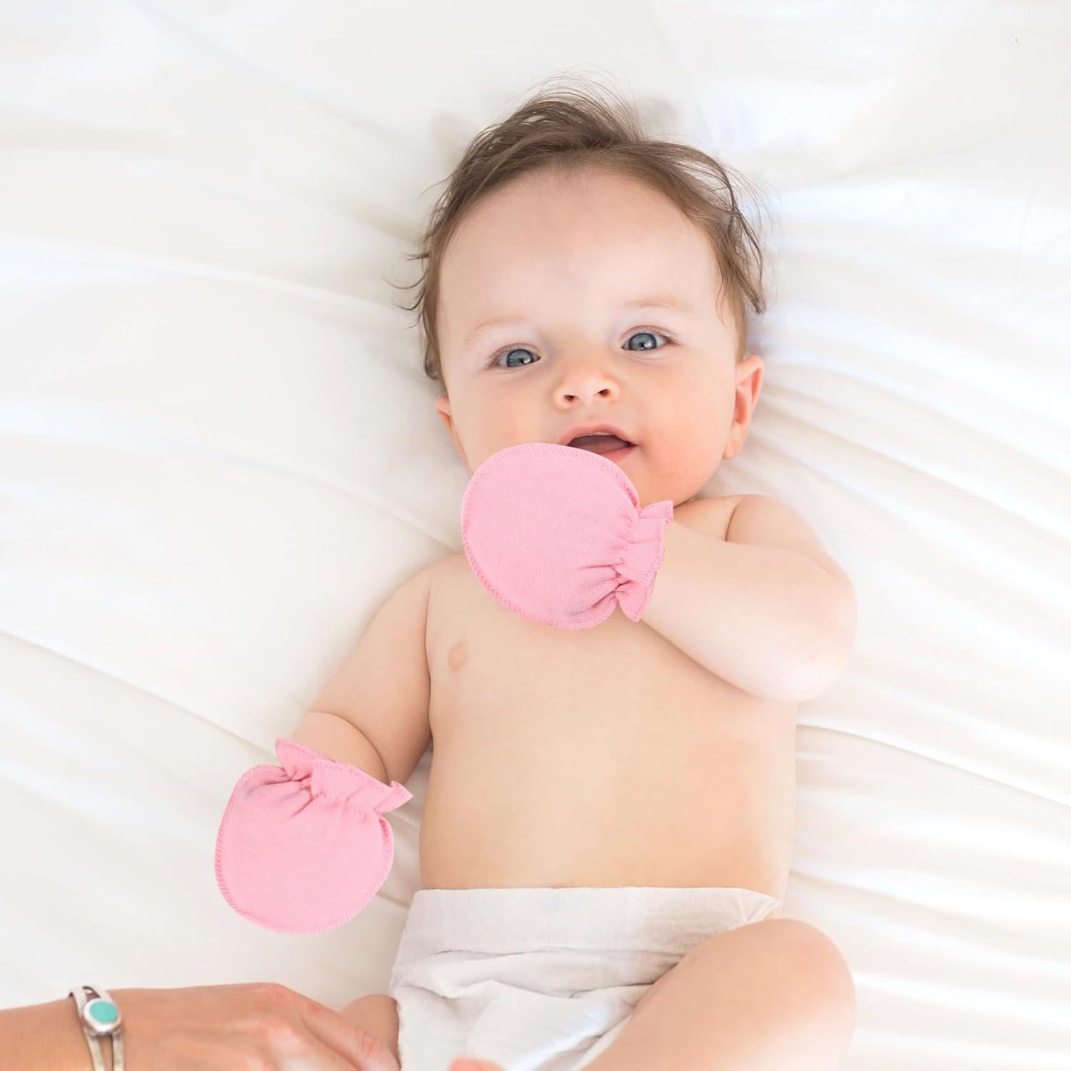 18 Pares Mitones de Algodón para Bebés 0-6 Meses Sin Rasguños