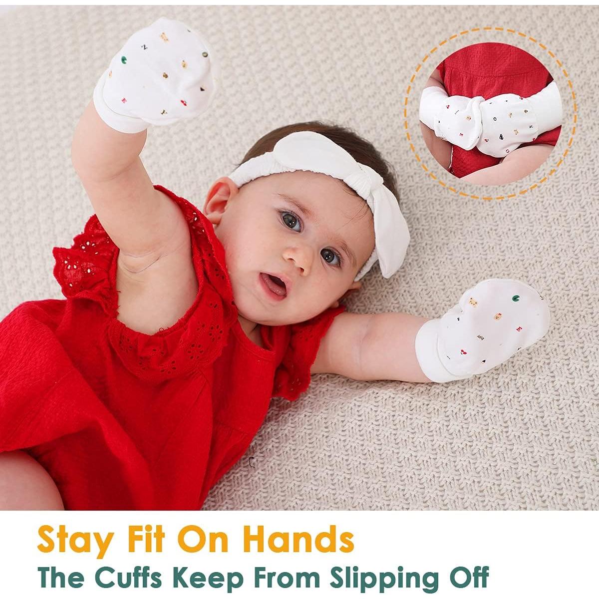 Manoplas Antirrasguños para Bebés 6-12 Meses - 6 Pares Algodón