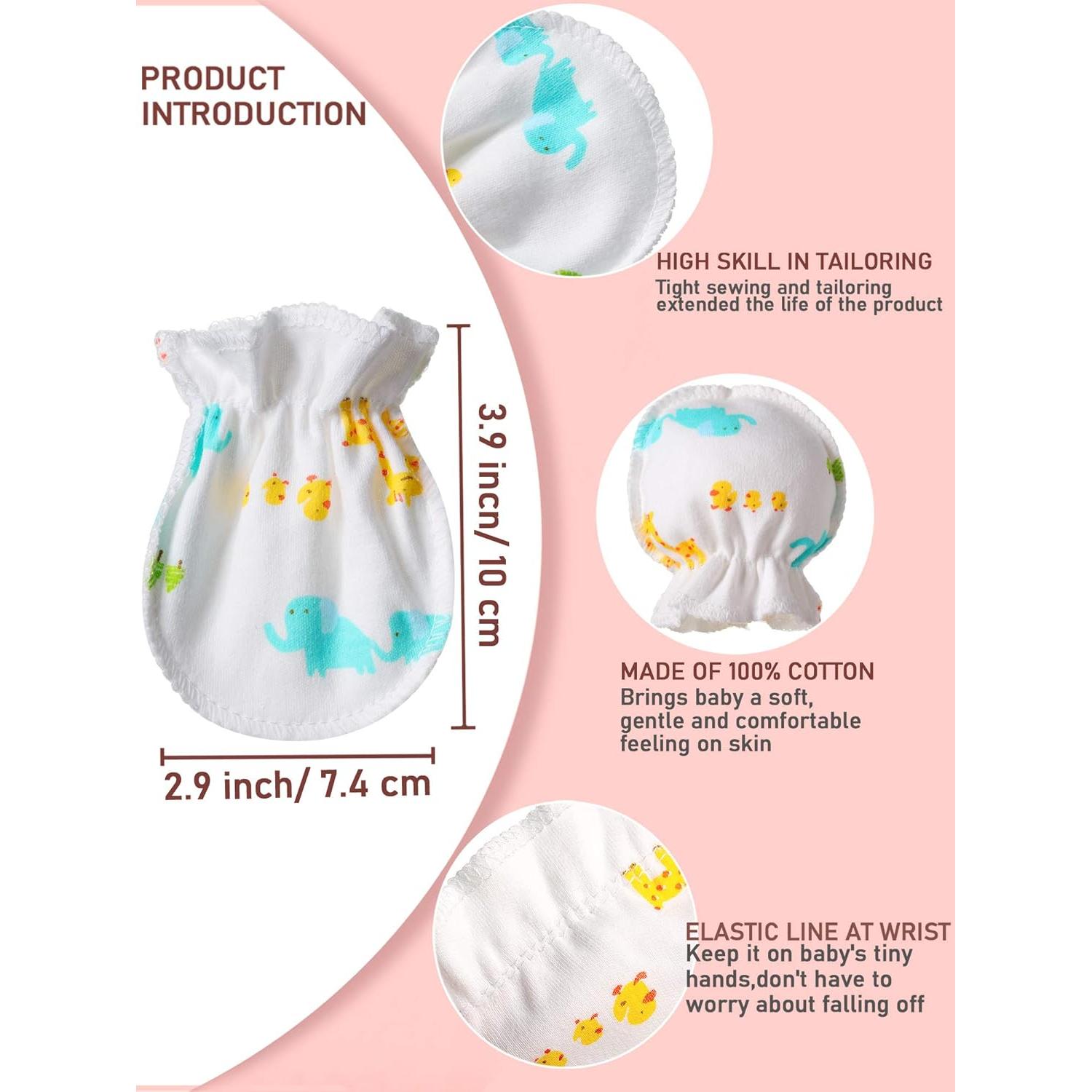 Guantes para Bebés Syhood 17 Pares Algodón Sin Rasguños 0-6 Meses