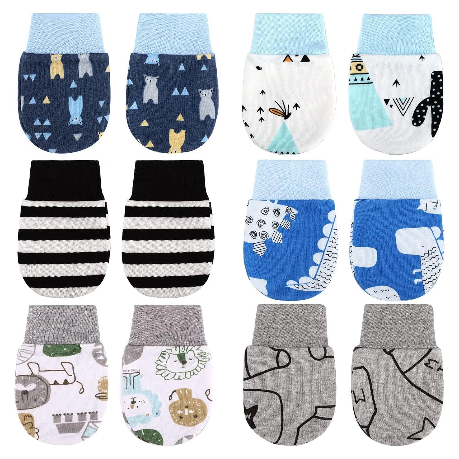 6 Pares Mitones Antirrasguños Algodón Bebés 3-9 Meses Geyoga