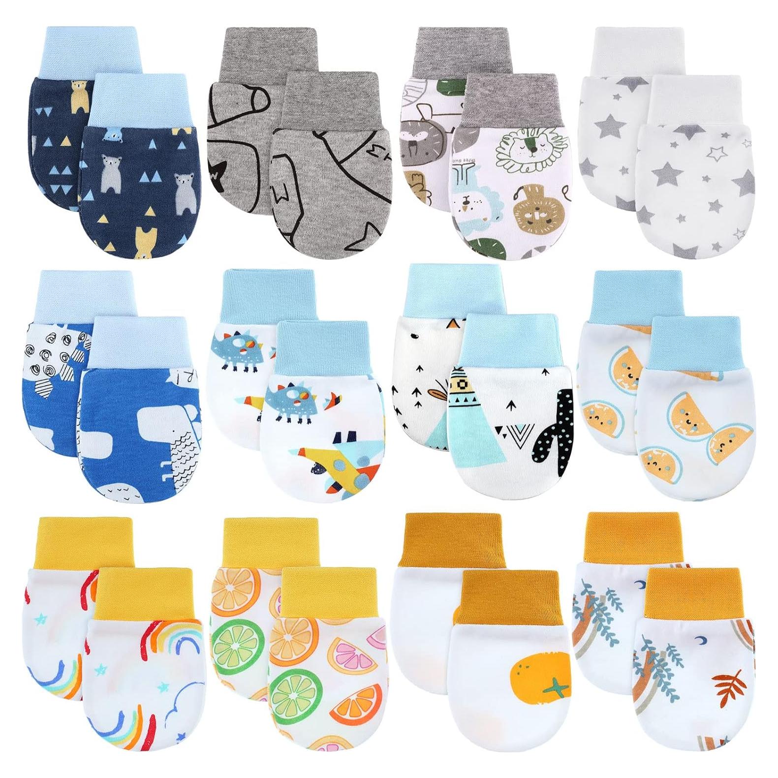 12 Pares Mitones Bebé Recién Nacido Geyoga Multicolor 0-6 Meses