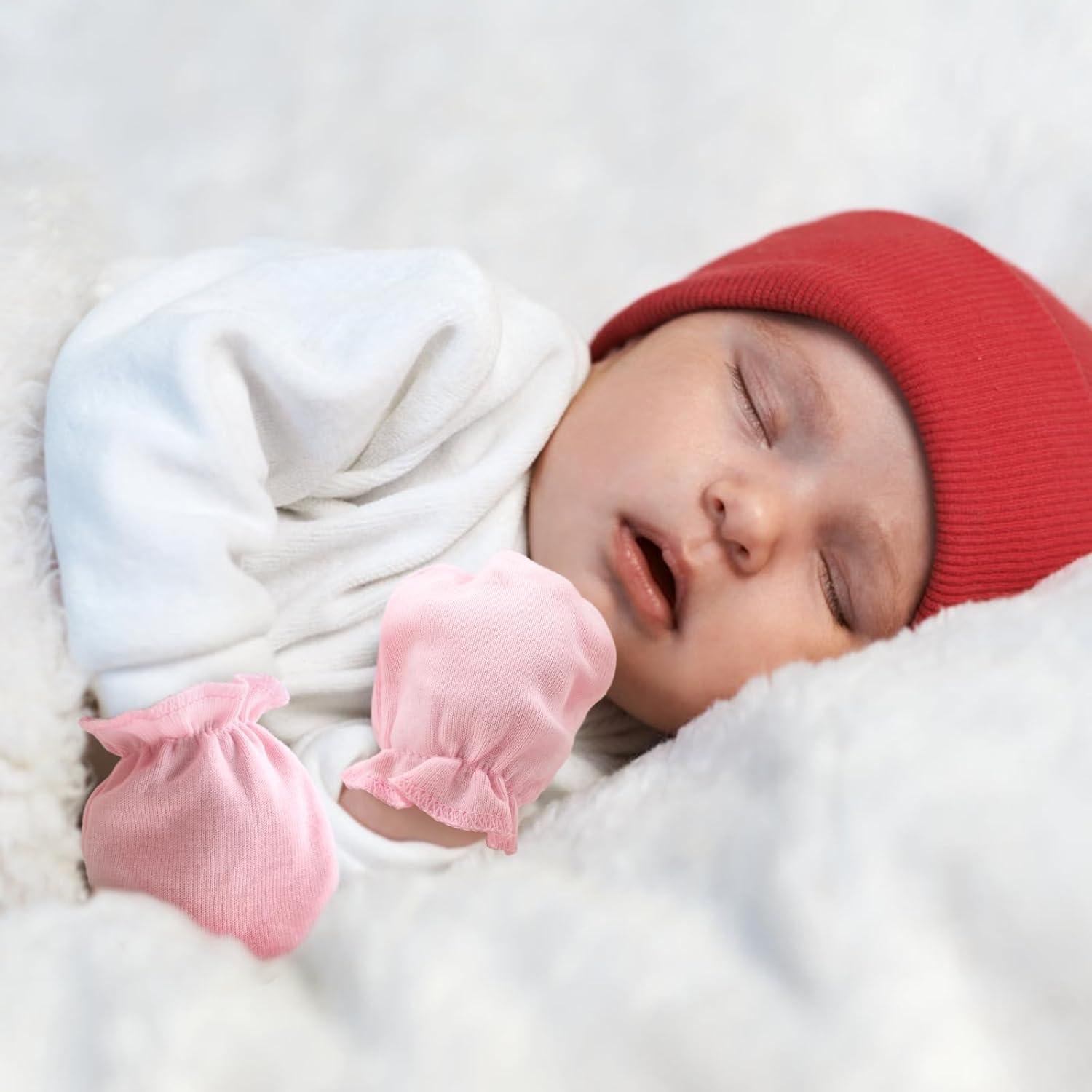 Manoplas para Bebés Recién Nacidos AQOKKA Algodón Orgánico 0-6 Meses