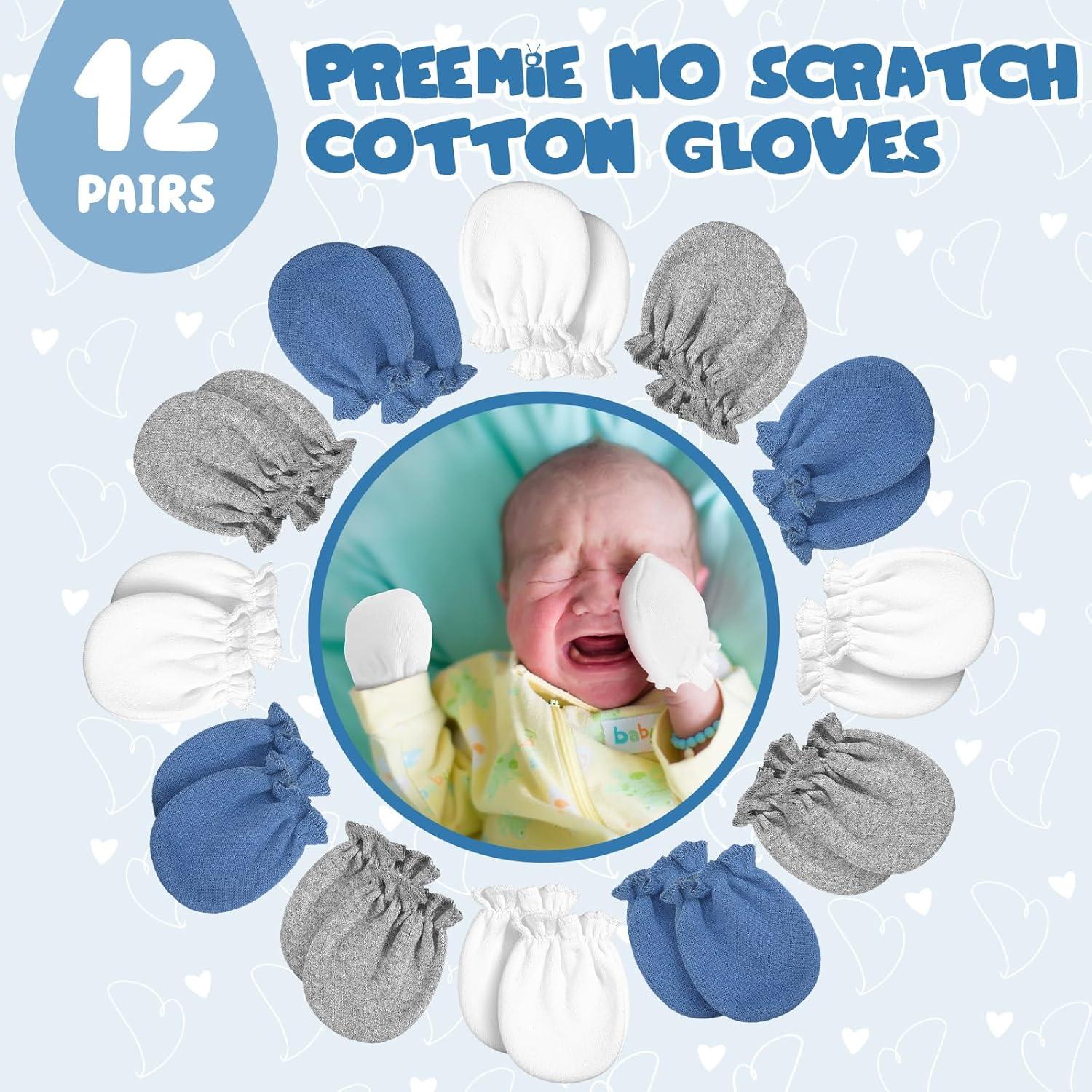 Mitones para Bebés Prematuros Vabean 12 Pares Algodón Sin Rasguños