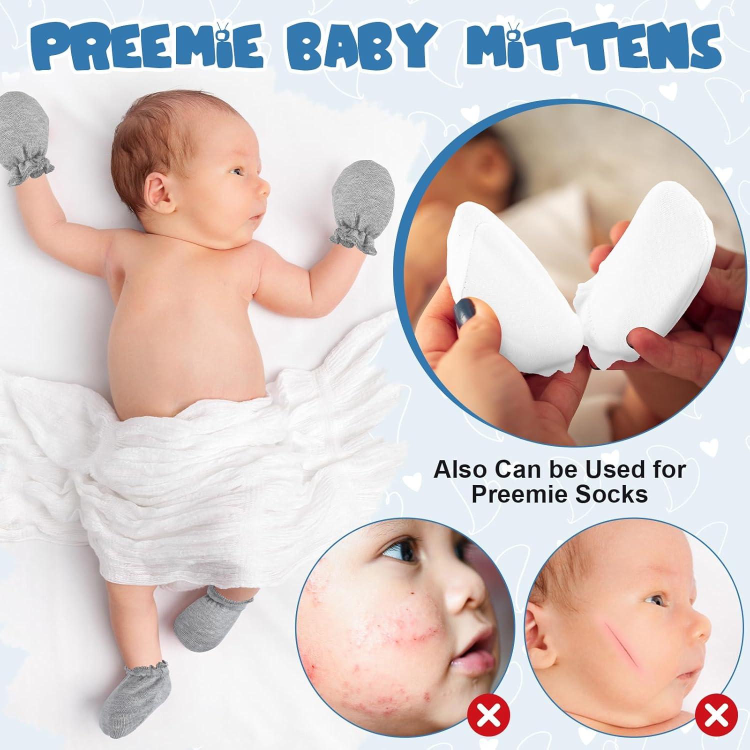 Mitones para Bebés Prematuros Vabean 12 Pares Algodón Sin Rasguños