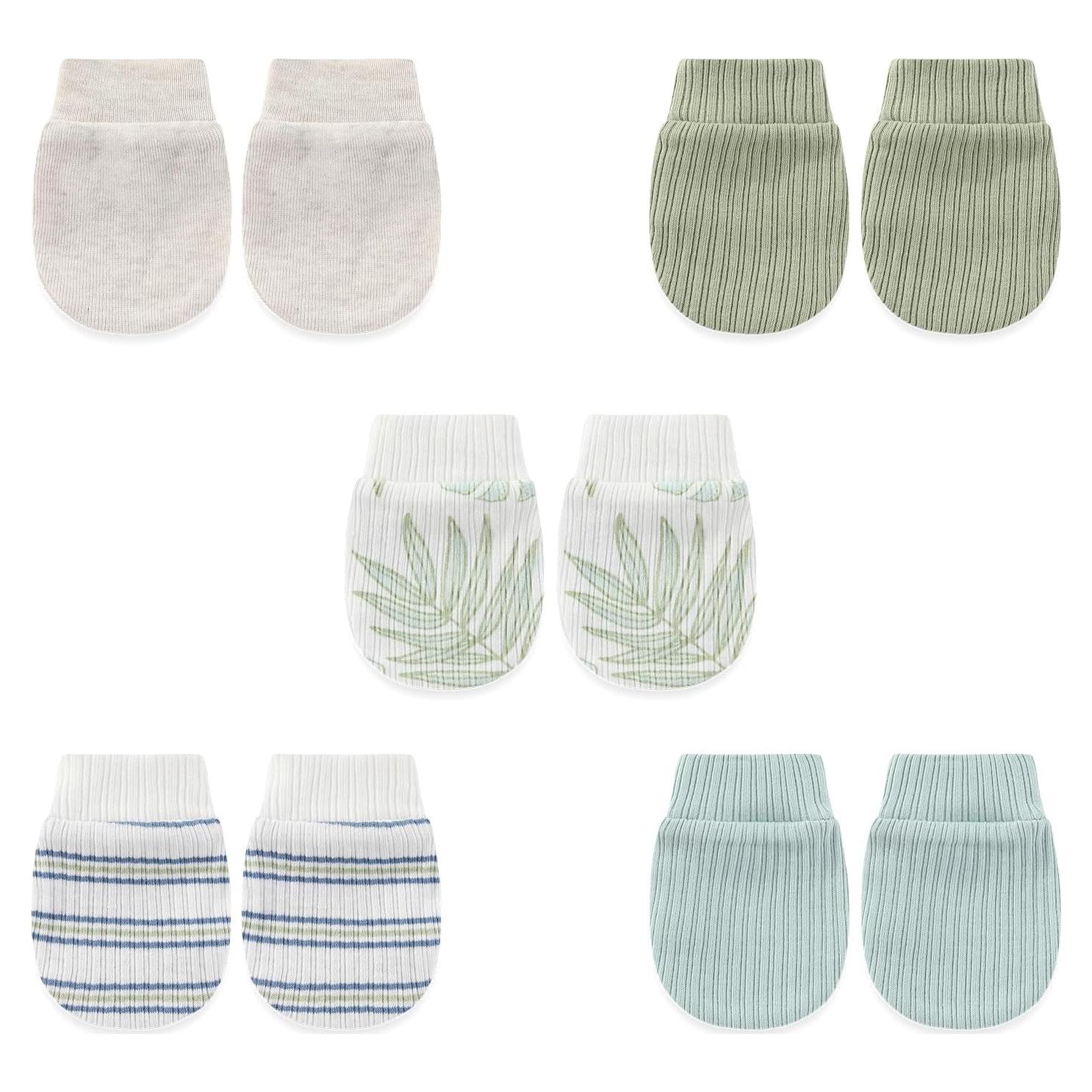 5 Pares de Mitones Antirrasguños para Bebés 0-6 Meses