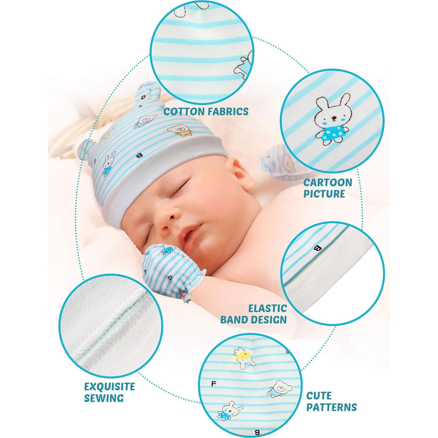 Conjunto Geyoga 18 Piezas: Gorro, Manoplas y Calcetines Bebé 0-6 Meses