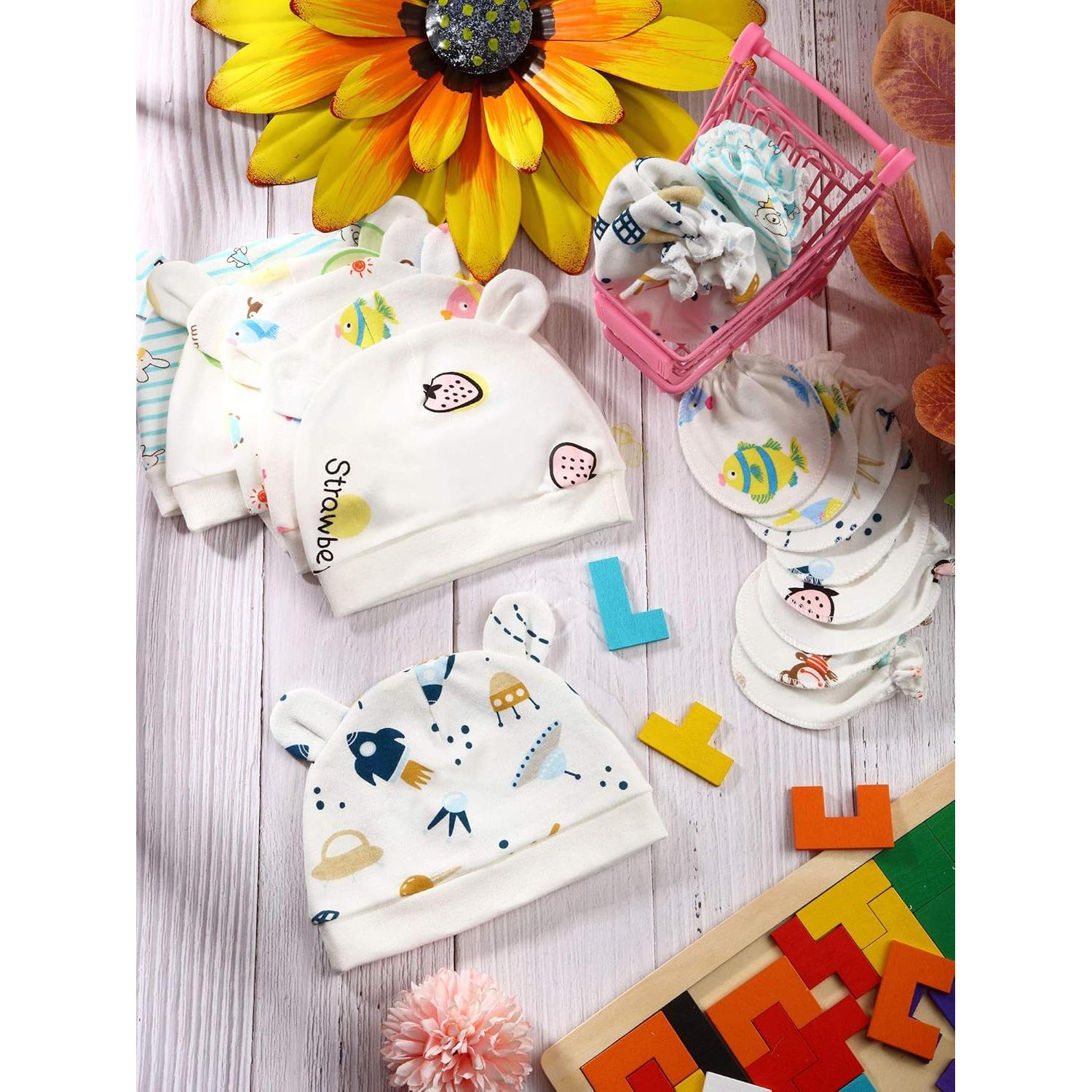 Conjunto Geyoga 18 Piezas: Gorro, Manoplas y Calcetines Bebé 0-6 Meses